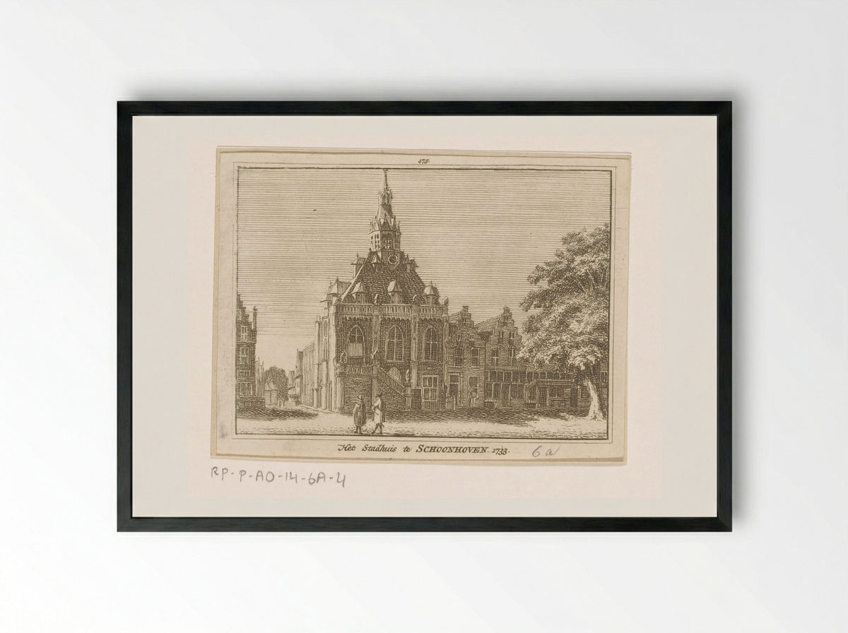 Gezicht op het stadhuis te Schoonhoven - Hendrik Spilman - Framed Print Black