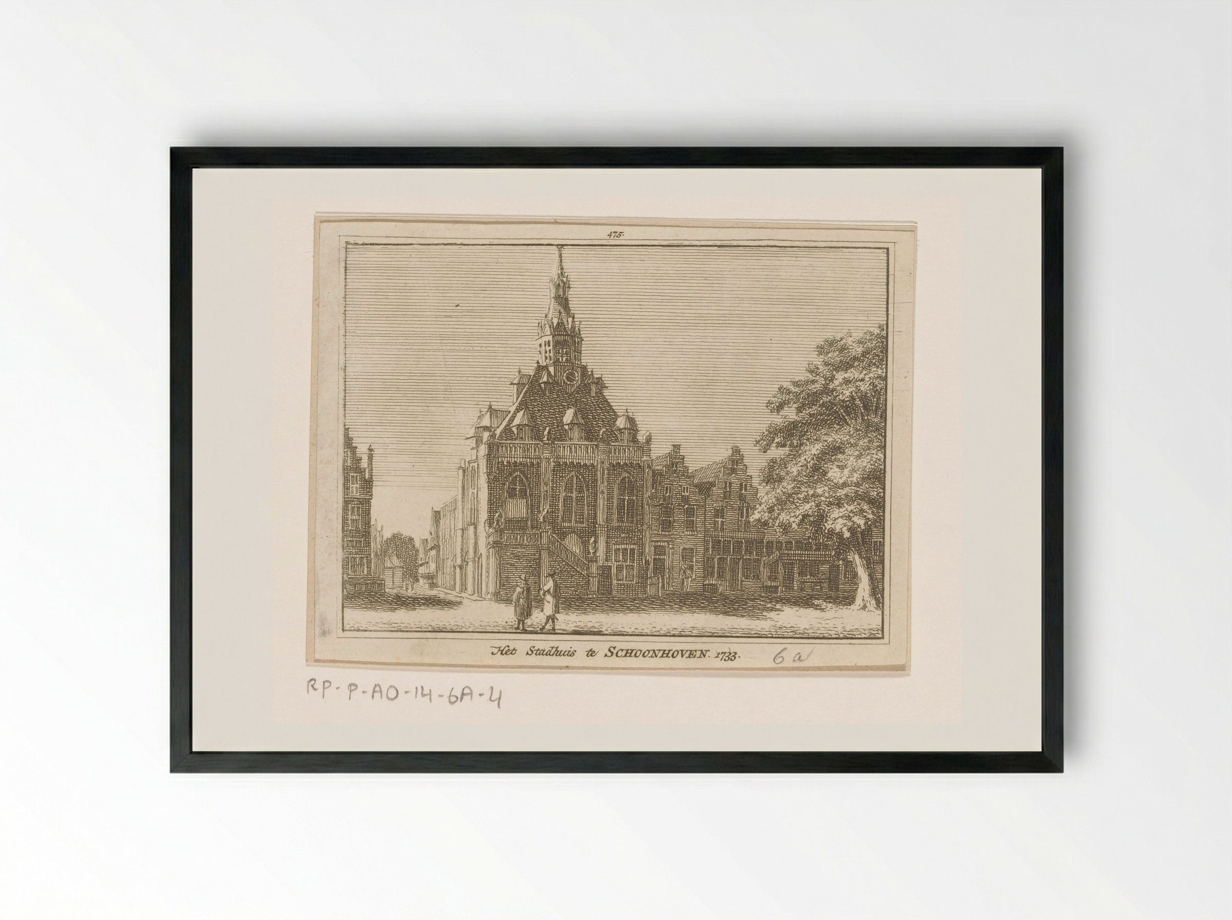 Gezicht op het stadhuis te Schoonhoven - Hendrik Spilman - Framed Print Black