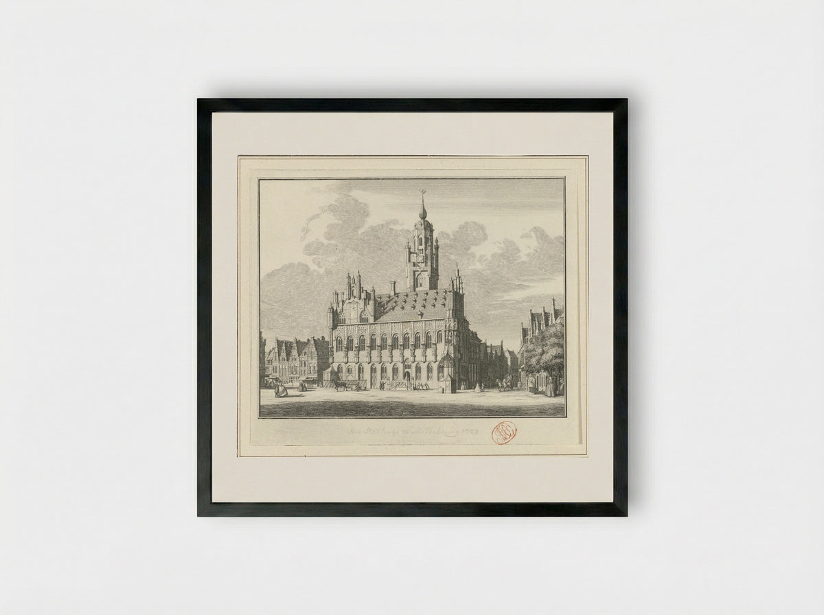 Gezicht op het stadhuis van Middelburg - Jan Caspar Philips - Framed Print Black