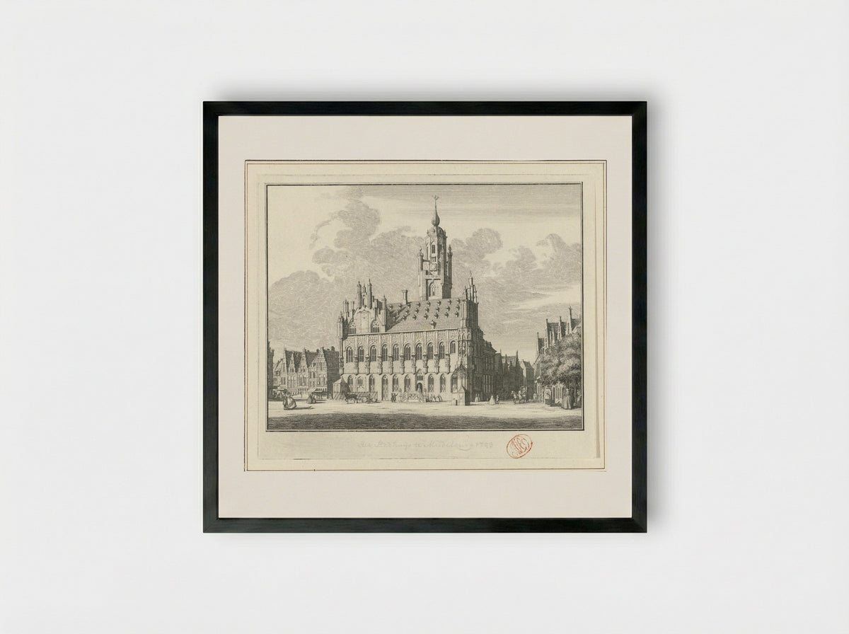 Gezicht op het stadhuis van Middelburg - Jan Caspar Philips - Framed Print Black