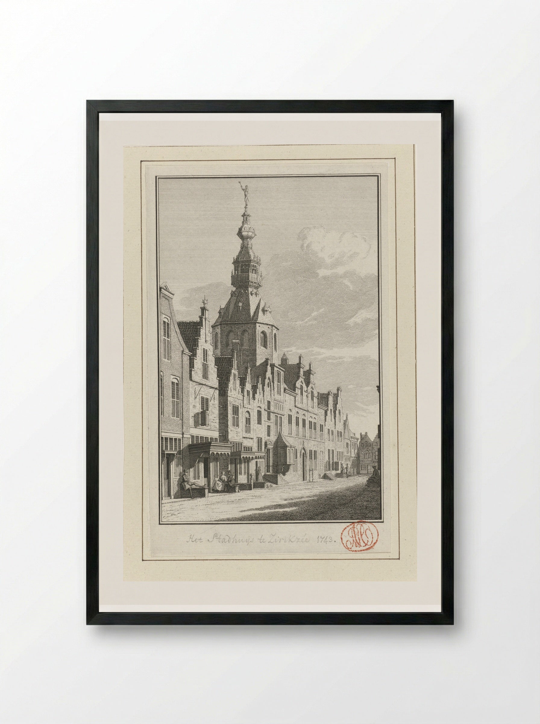 Gezicht op het stadhuis van Zierikzee - Jan Caspar Philips - Framed Print Black