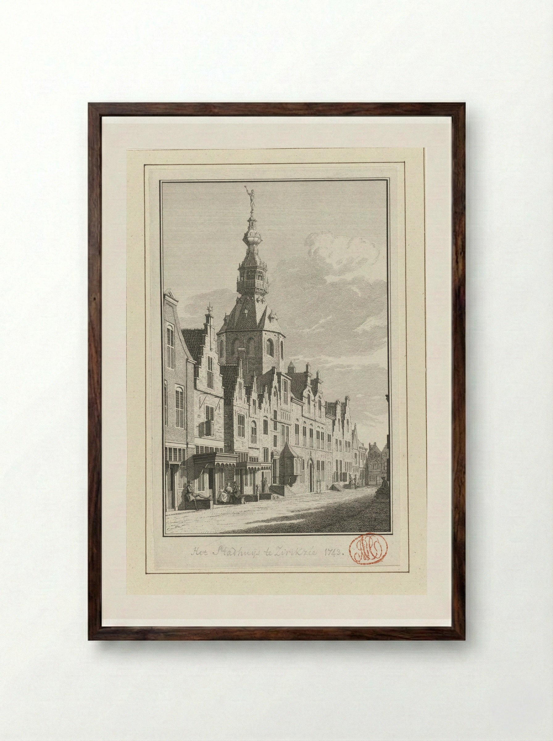 Gezicht op het stadhuis van Zierikzee - Jan Caspar Philips - Framed Print Dark Wood