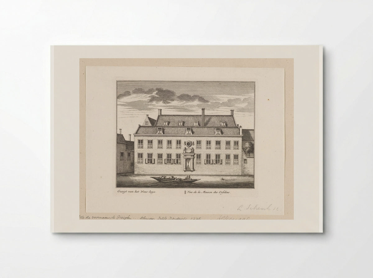 Gezicht op het weeshuis te Alkmaar - Leonard Schenk - Poster