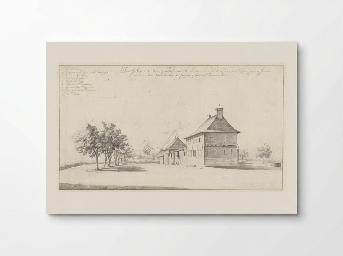 Gezicht op het woonhuis op de plantage Palmeneribo - Dirk Valkenburg - Poster