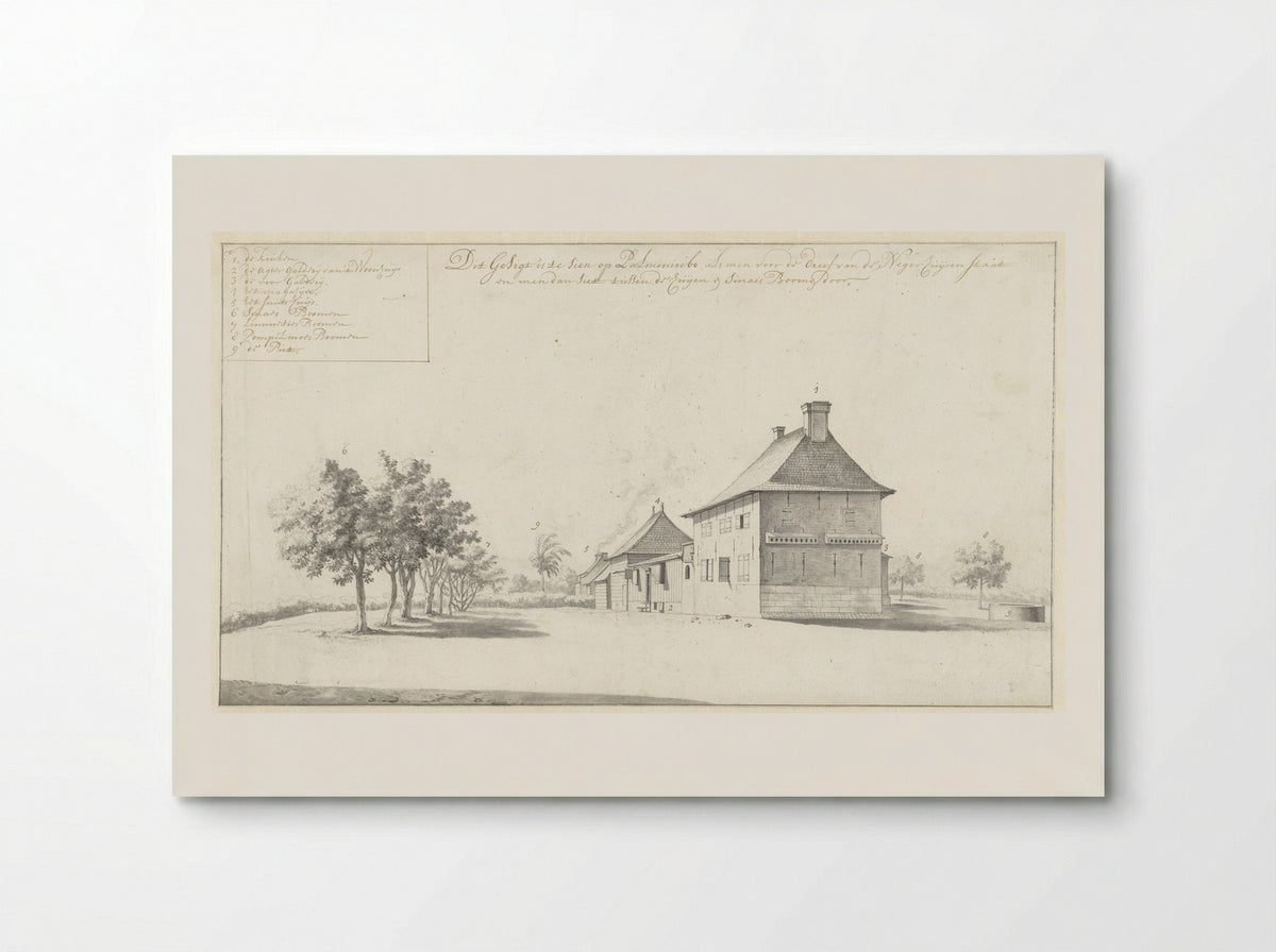 Gezicht op het woonhuis op de plantage Palmeneribo - Dirk Valkenburg - Poster