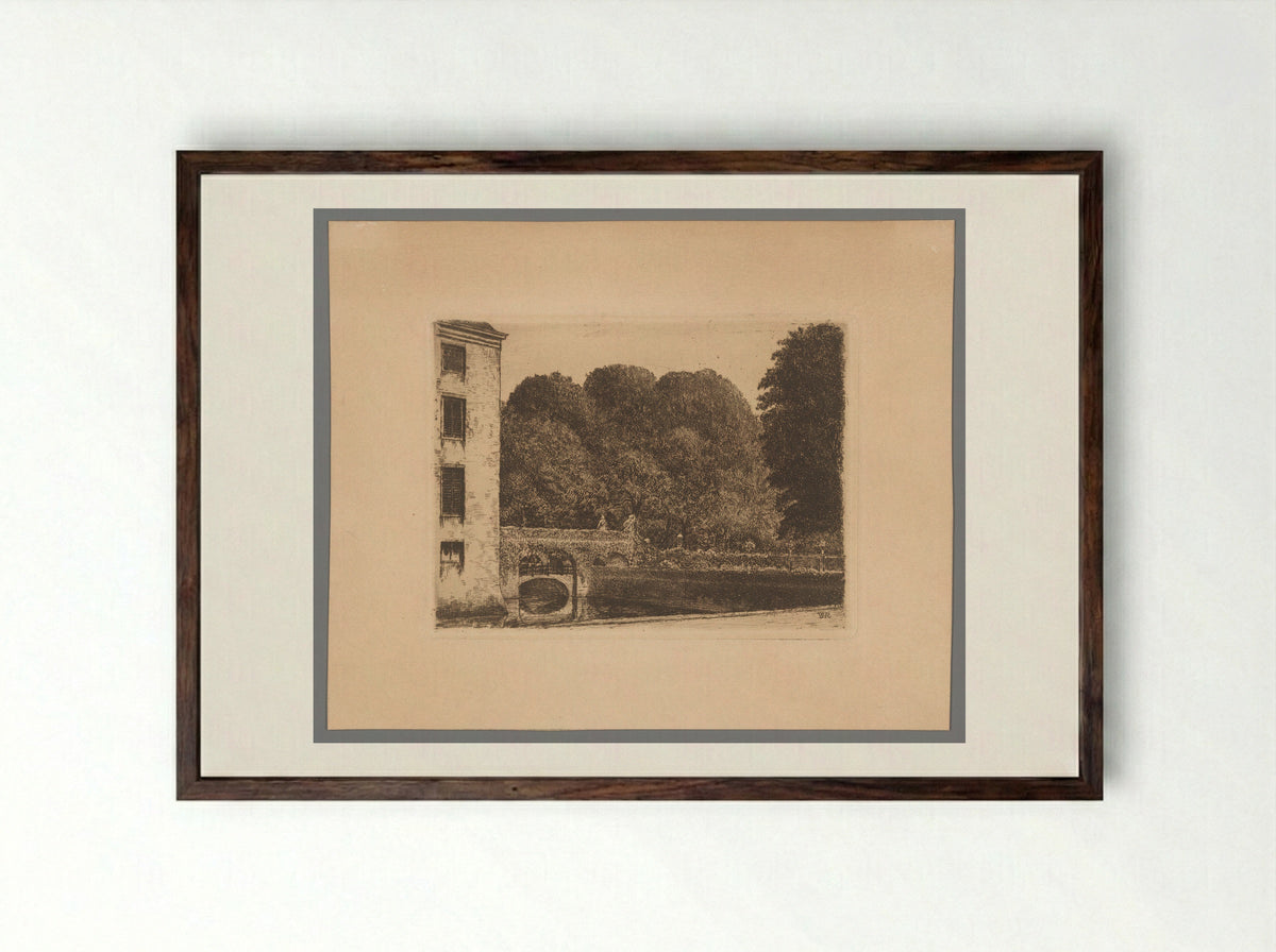 Gezicht op kasteel Amerongen - Barthold Willem Floris van Riemsdijk - Framed Print Dark Wood