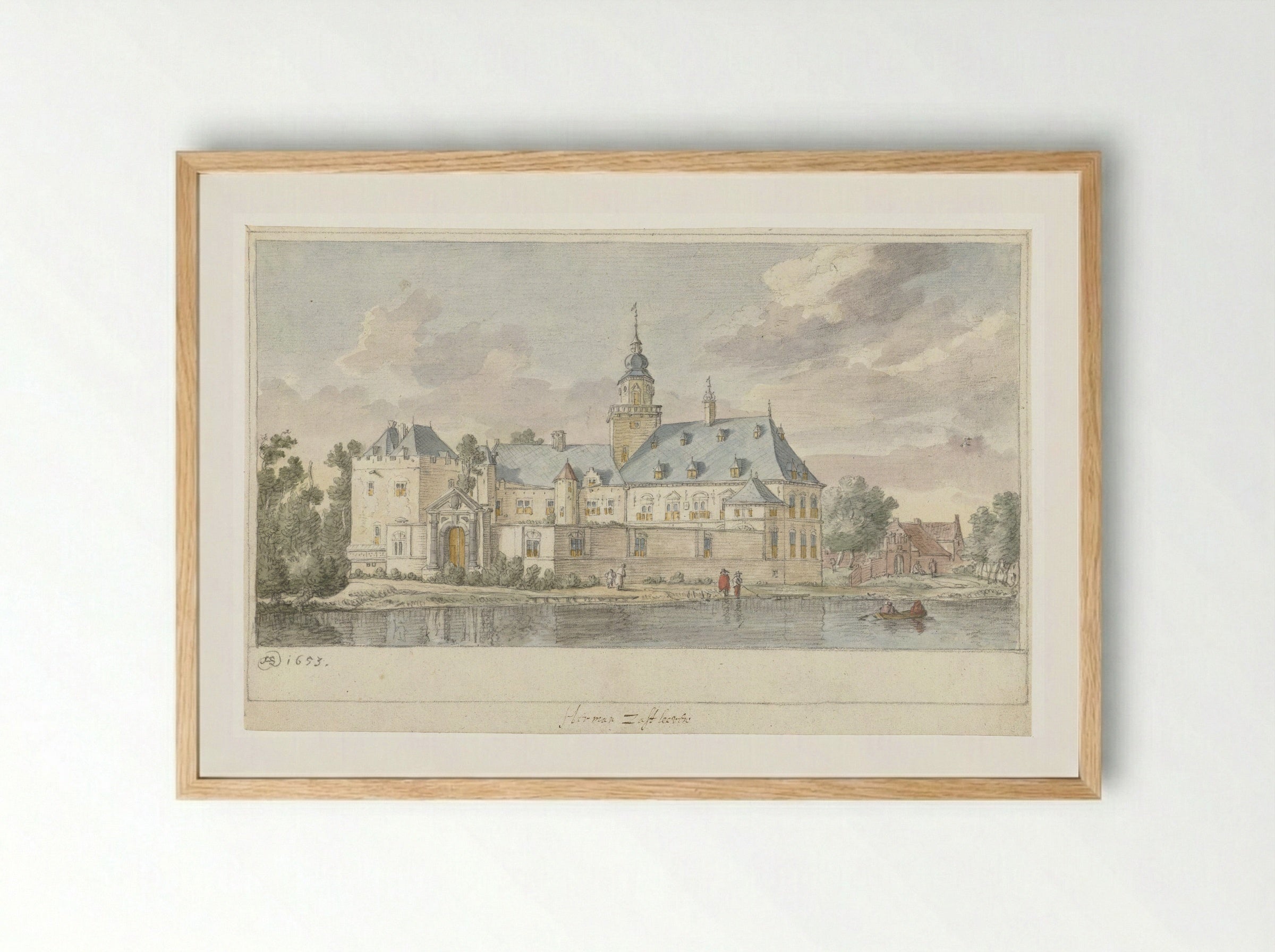 Gezicht op kasteel Nijenrode - Herman Saftleven - Framed Print Wood