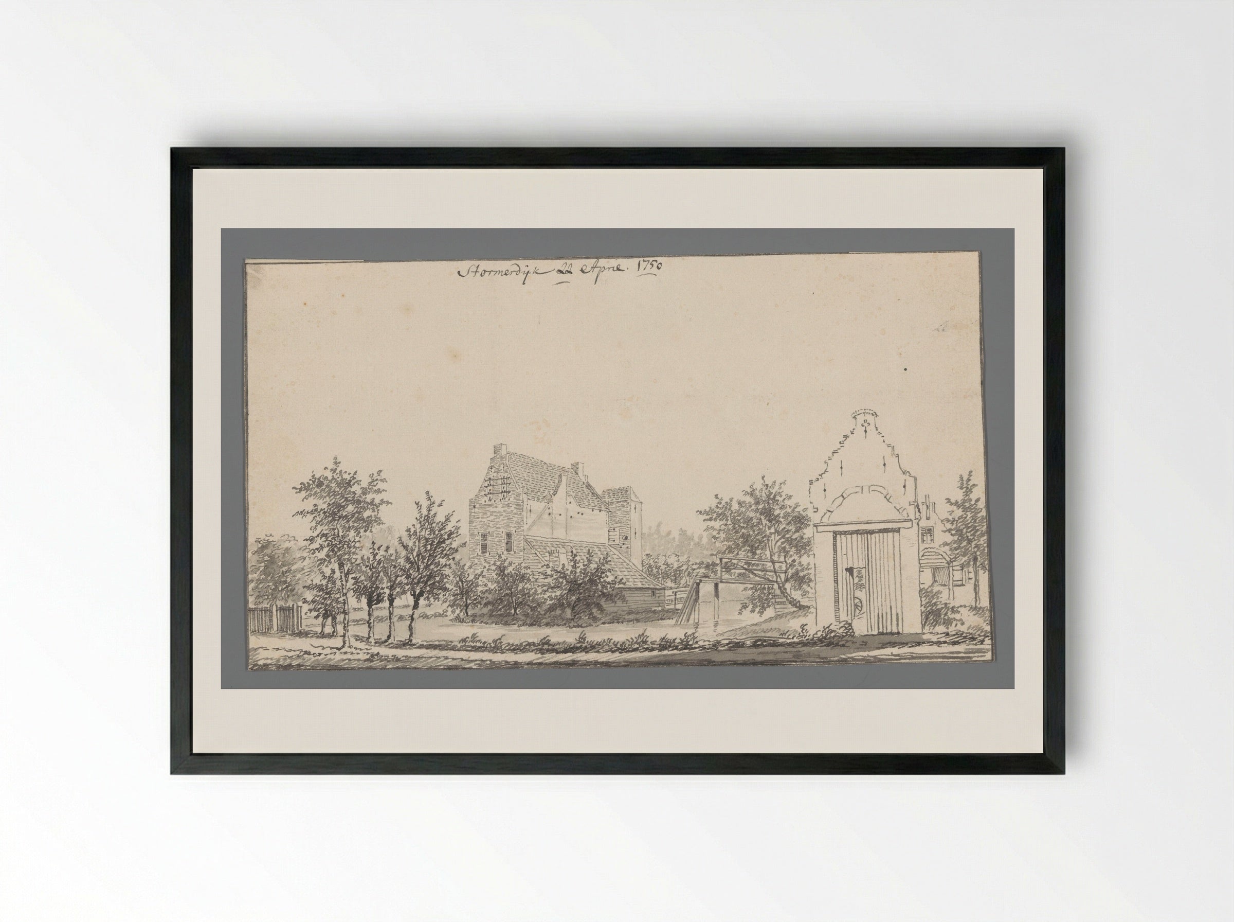 Gezicht op kasteel Stormerdijk bij Nieuwegein - Jan de Beijer - Framed Print Black