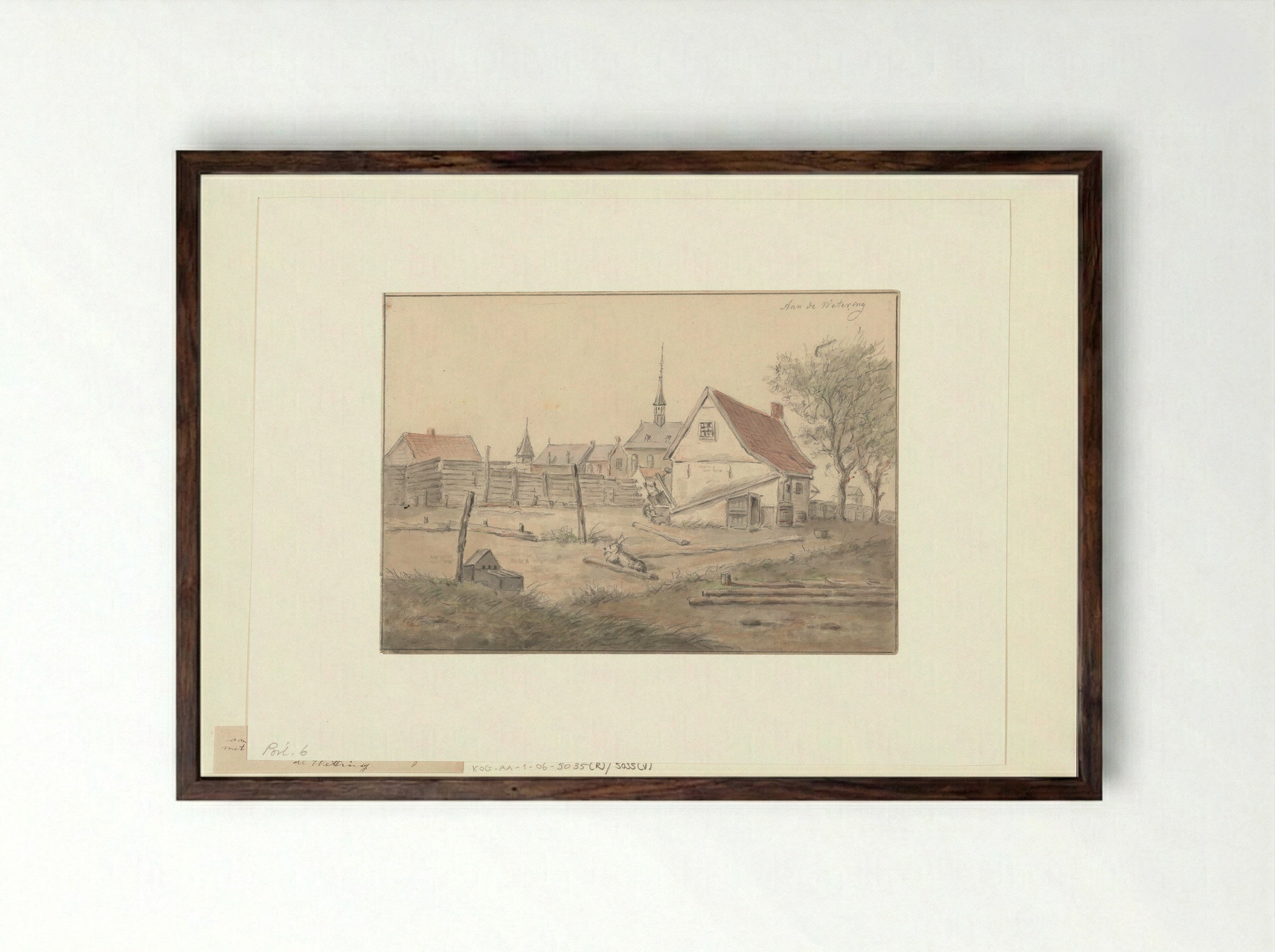 Gezicht op kerk De Liefde, gezien vanaf de Kostverloren Wetering - Albert Martin - Framed Print Dark Wood