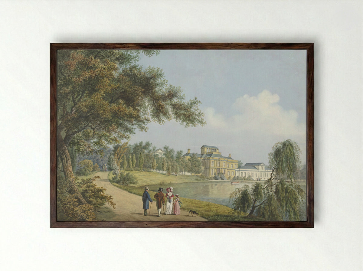 Gezicht op paleis Soestdijk - Cornelis de Kruyff - Framed Print Dark Wood