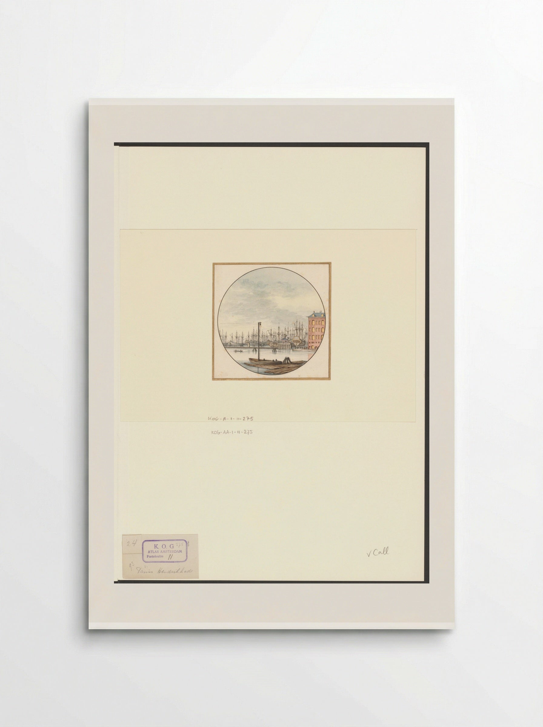 Gezicht op 's Lands Zeemagazijn en enkele schepen op de Admiraliteitswerf - Jan van Call (I) - Poster