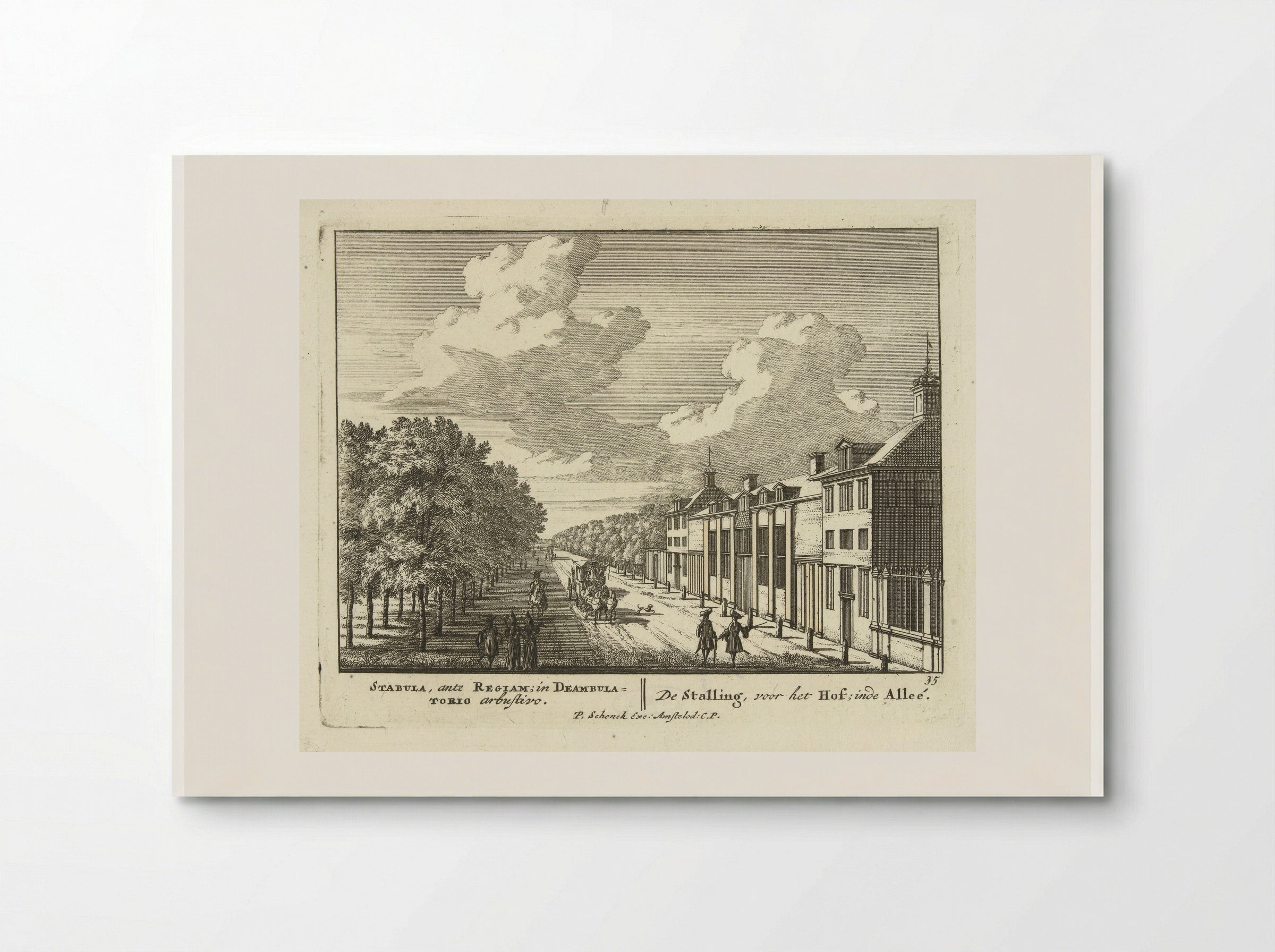 Gezicht op stallen en koetshuizen van Paleis Het Loo - Jan van Call (I) - Poster
