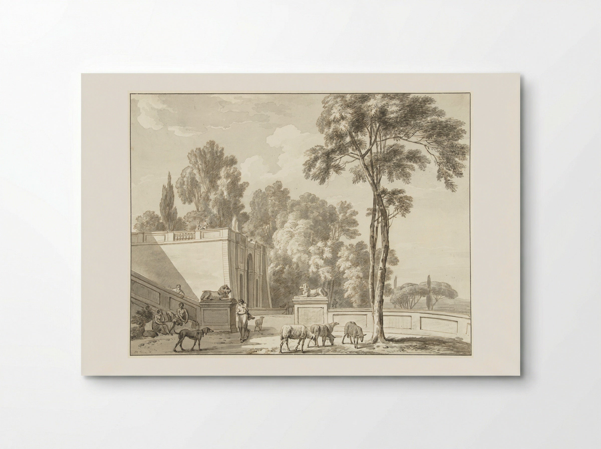 Gezicht op terrassen bij de Villa Aldobrandini te Frascati - Jean Grandjean - Poster
