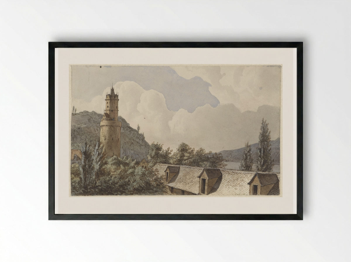 Gezicht over Andernach en de Rijn - Hendrik Abraham Klinkhamer - Framed Print Black