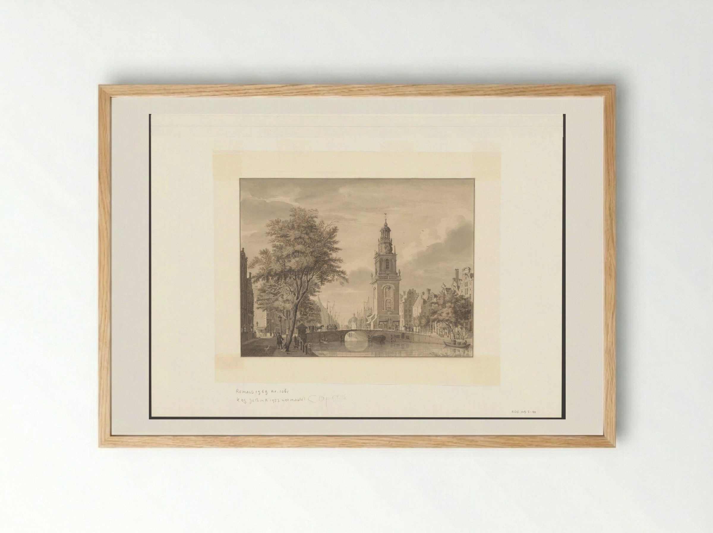 Gezicht over het Singel op de Torensluis en de Jan Rodenpoortstoren - Jan de Beijer - Framed Print Wood