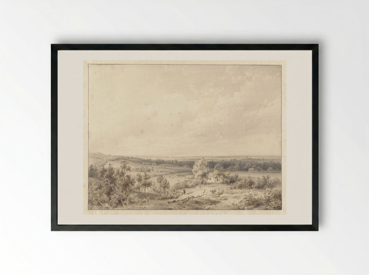 Gezicht richting Alkmaar vanaf de duin te Schoorl - Abraham Johannes Couwenberg - Framed Print Black