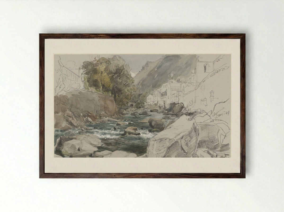 Gezicht te Lynmouth, Devon - James Holland - Framed Print Dark Wood