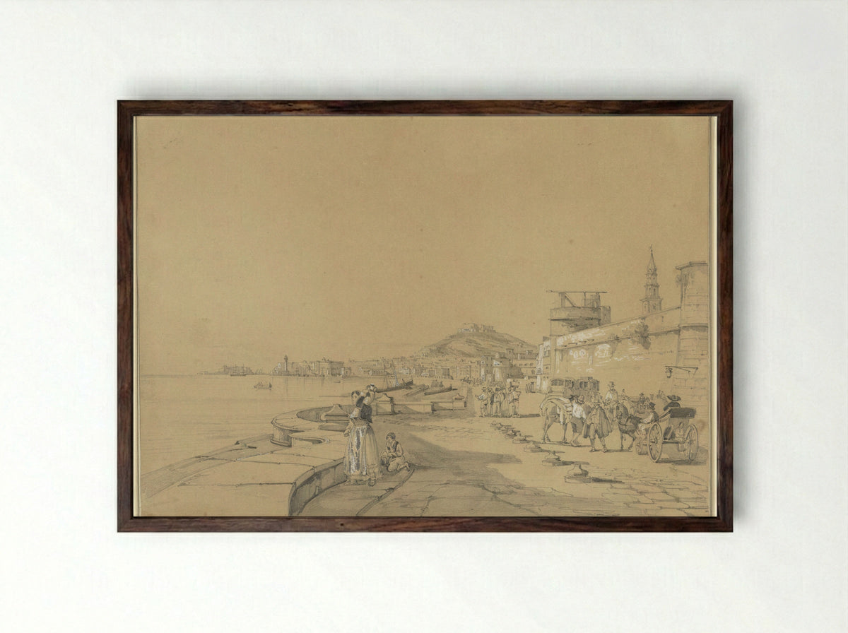 Gezicht te Napels - Antoine Eugène Ernest Buttura - Framed Print Dark Wood