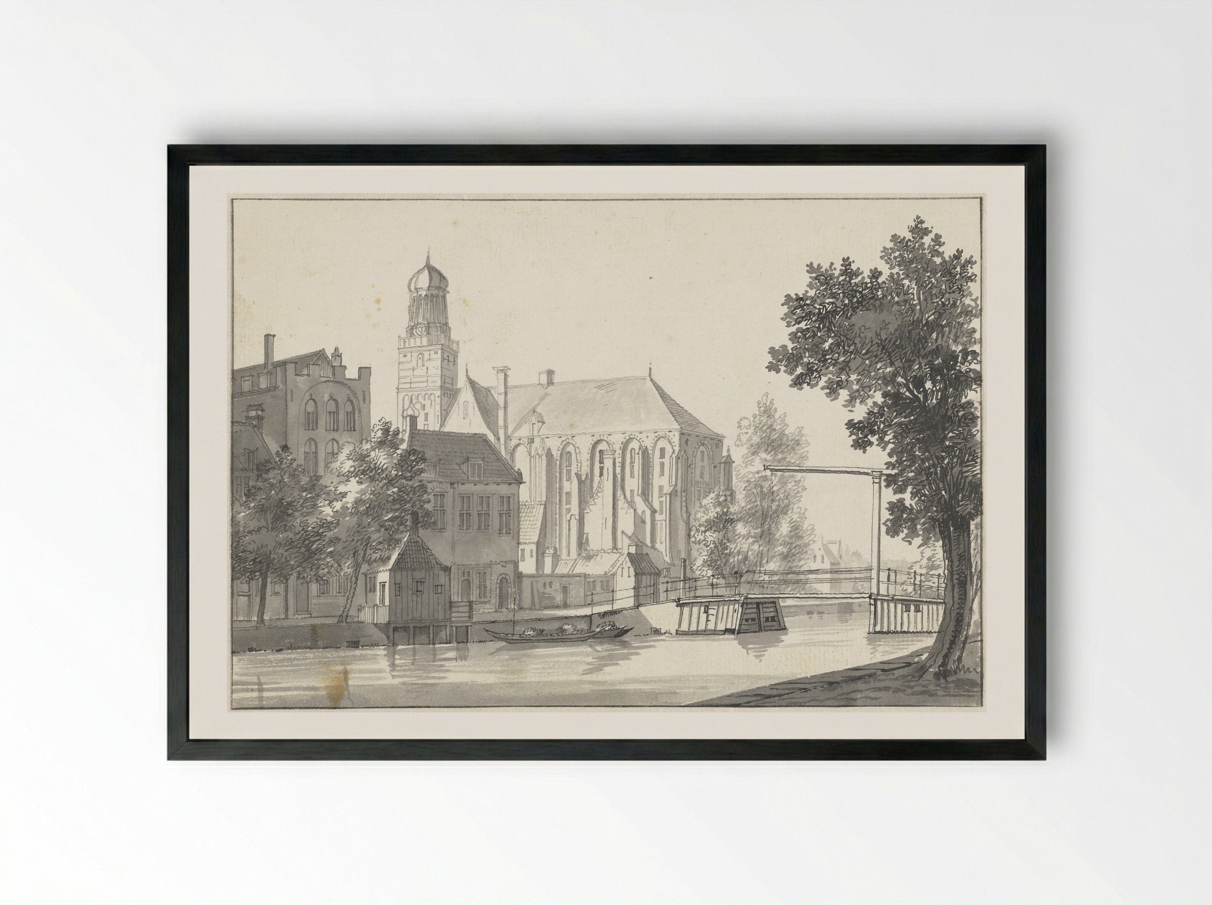 Gezicht te Utrecht met de St. Nicolaaskerk - Jan de Beijer - Framed Print Black