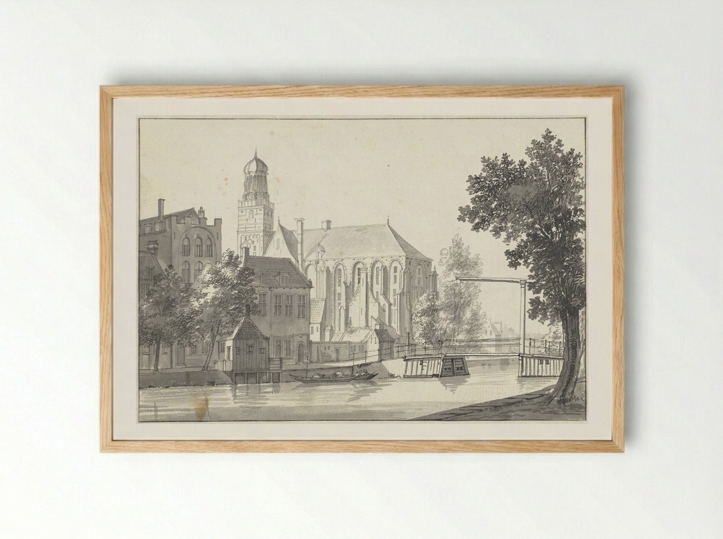 Gezicht te Utrecht met de St. Nicolaaskerk - Jan de Beijer - Framed Print Wood