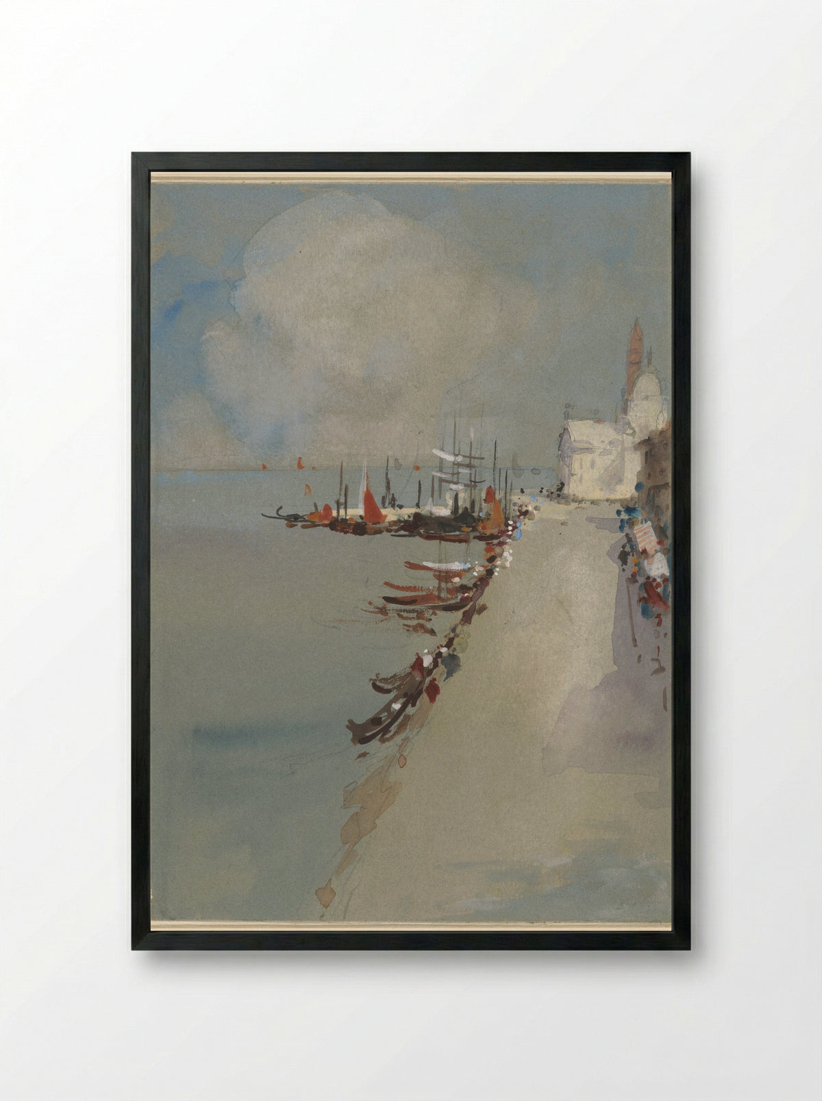 Gezicht te Venetië met het kanaal van Giudecca - Hercules Brabazon Brabazon - Framed Print Black