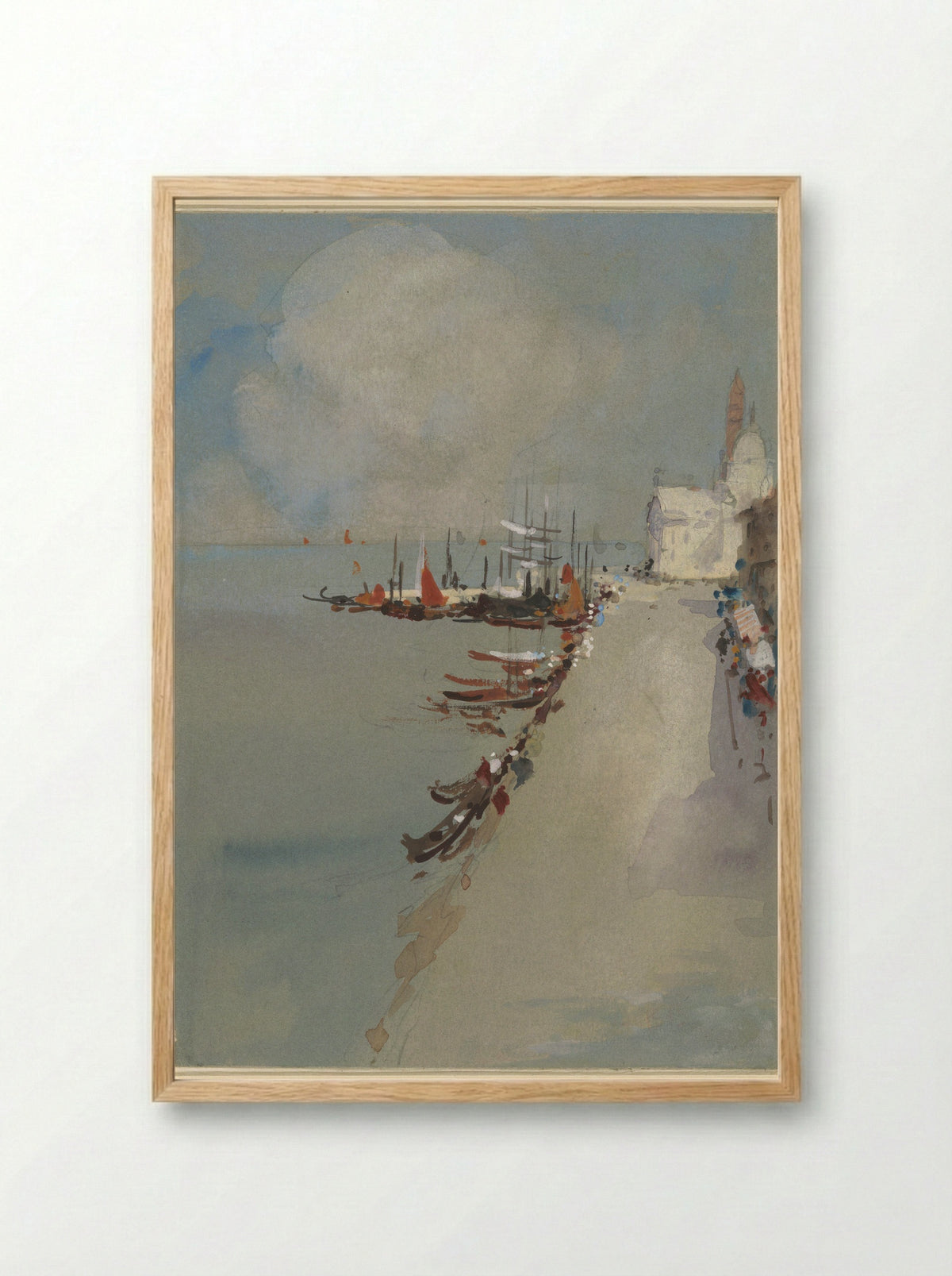 Gezicht te Venetië met het kanaal van Giudecca - Hercules Brabazon Brabazon - Framed Print Wood