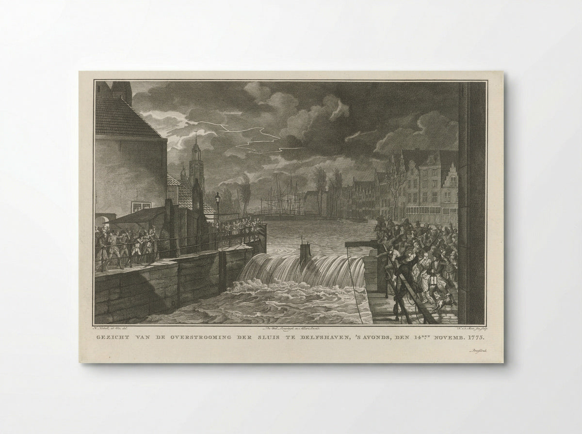 Gezicht van de overstrooming der sluis te Delfshaven - Hendrik Kobell - Poster