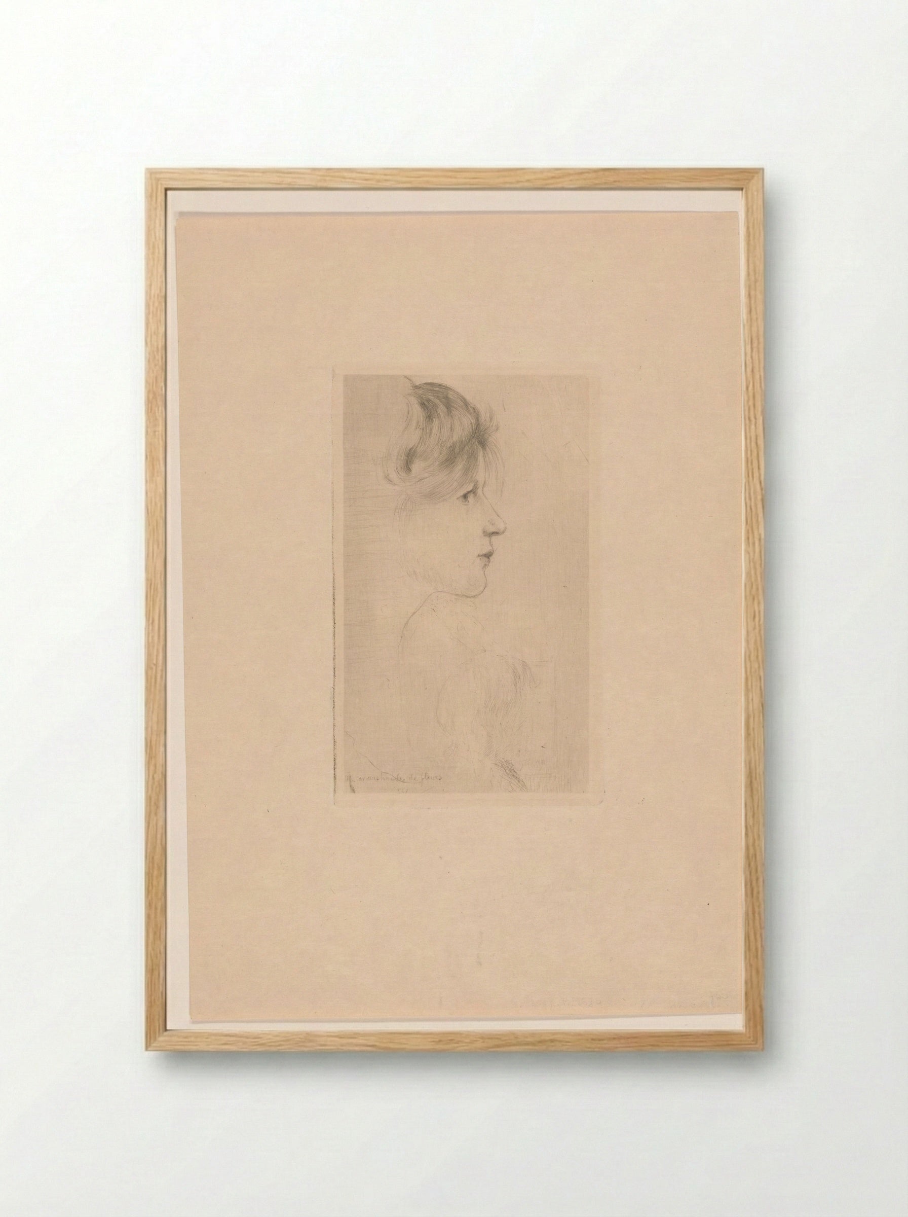 Gezicht van een bloemenverkoopster, en profil naar rechts - Philip Zilcken - Framed Print Wood