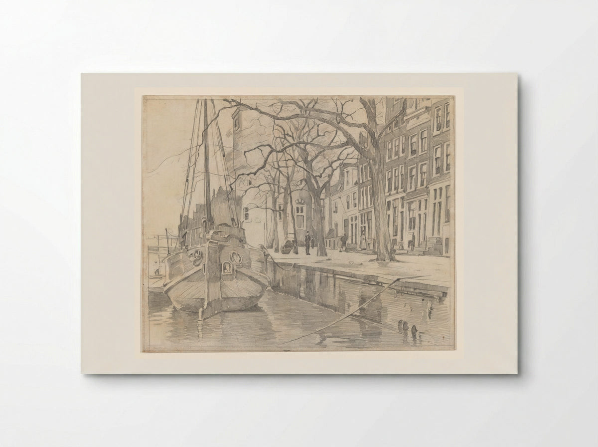 Gezicht vanaf de Waalseilandsgracht op de Montelbaanstoren en enkele huizen aan de Oude Waal - Willem Witsen - Poster