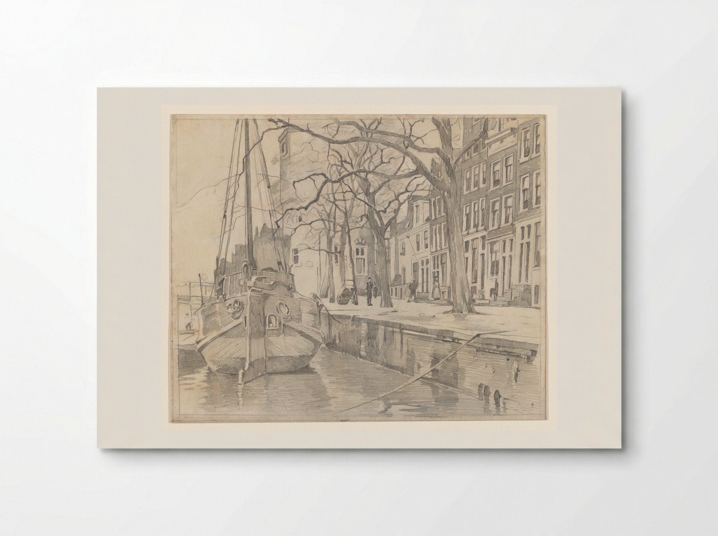 Gezicht vanaf de Waalseilandsgracht op de Montelbaanstoren en enkele huizen aan de Oude Waal - Willem Witsen - Poster