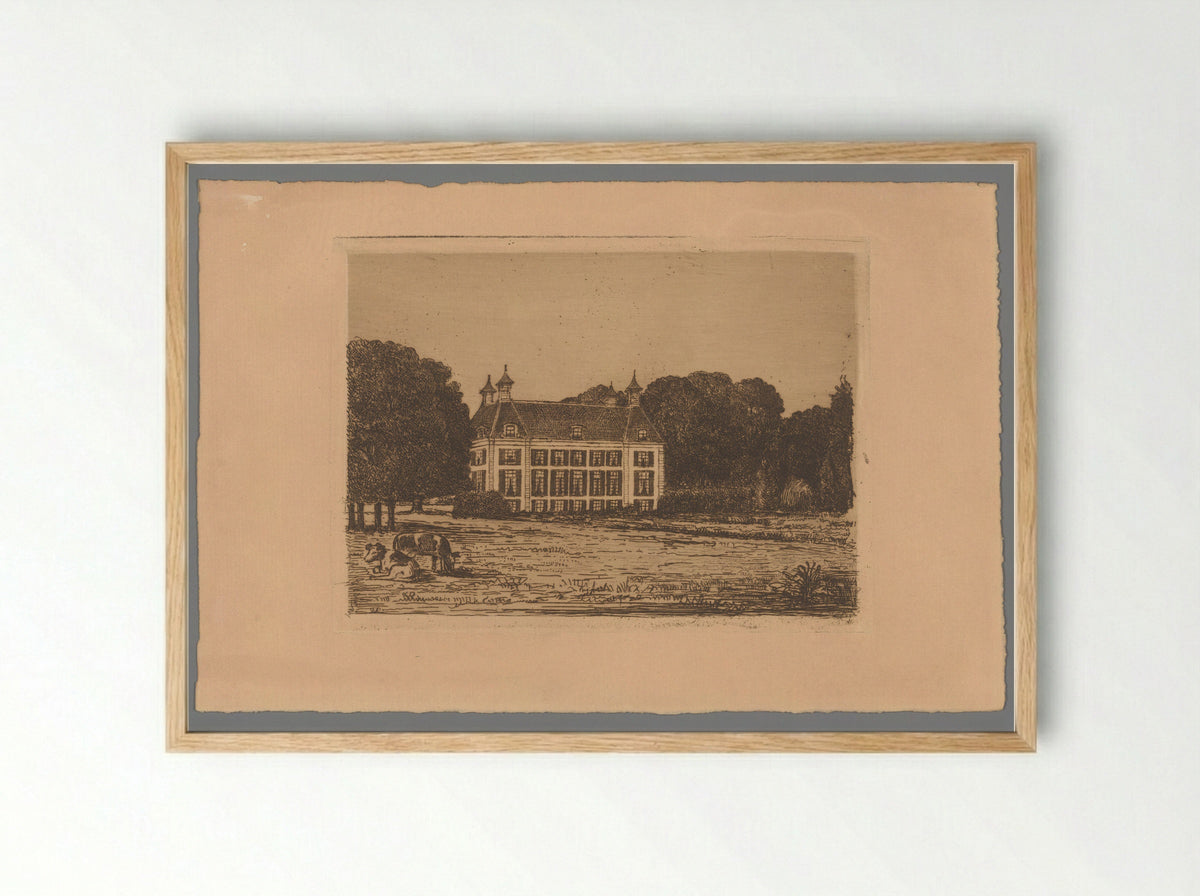 Gezicht vanaf een weide op Landgoed Waterland - Barthold Willem Floris van Riemsdijk - Framed Print Wood