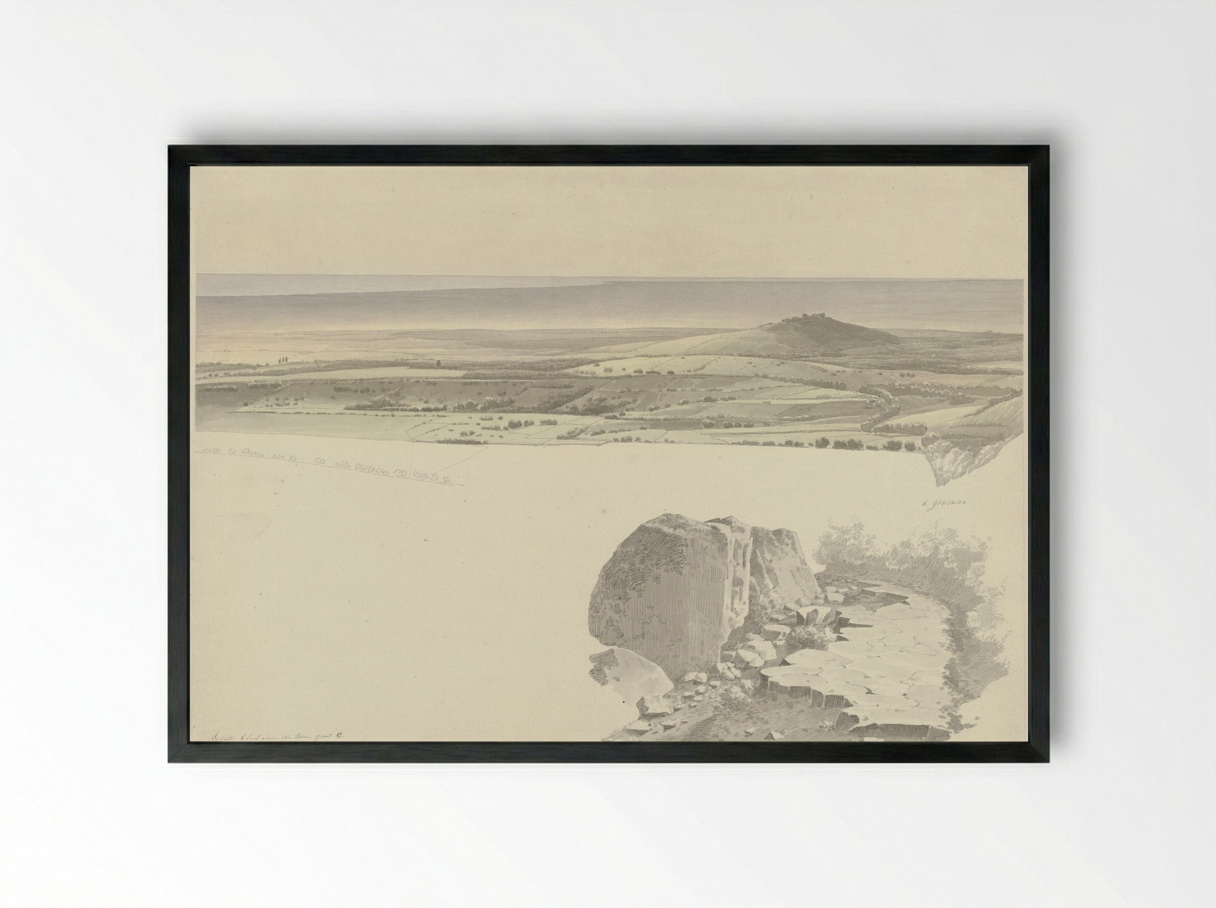 Gezicht vanuit Genzano op Ariccia - Josephus Augustus Knip - Framed Print Black