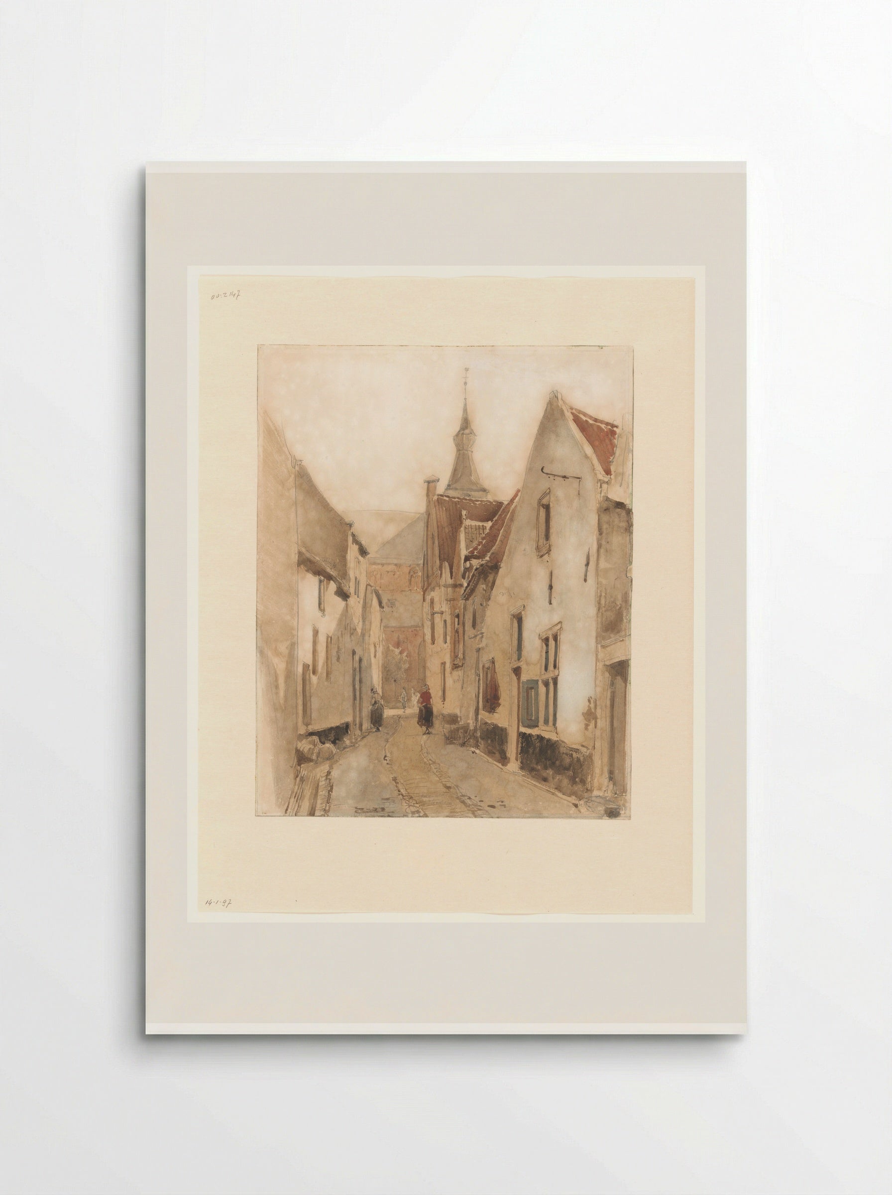 Gezicht vanuit de Ridderstraat in de Kerksteeg, Hattem - Johannes Bosboom - Poster
