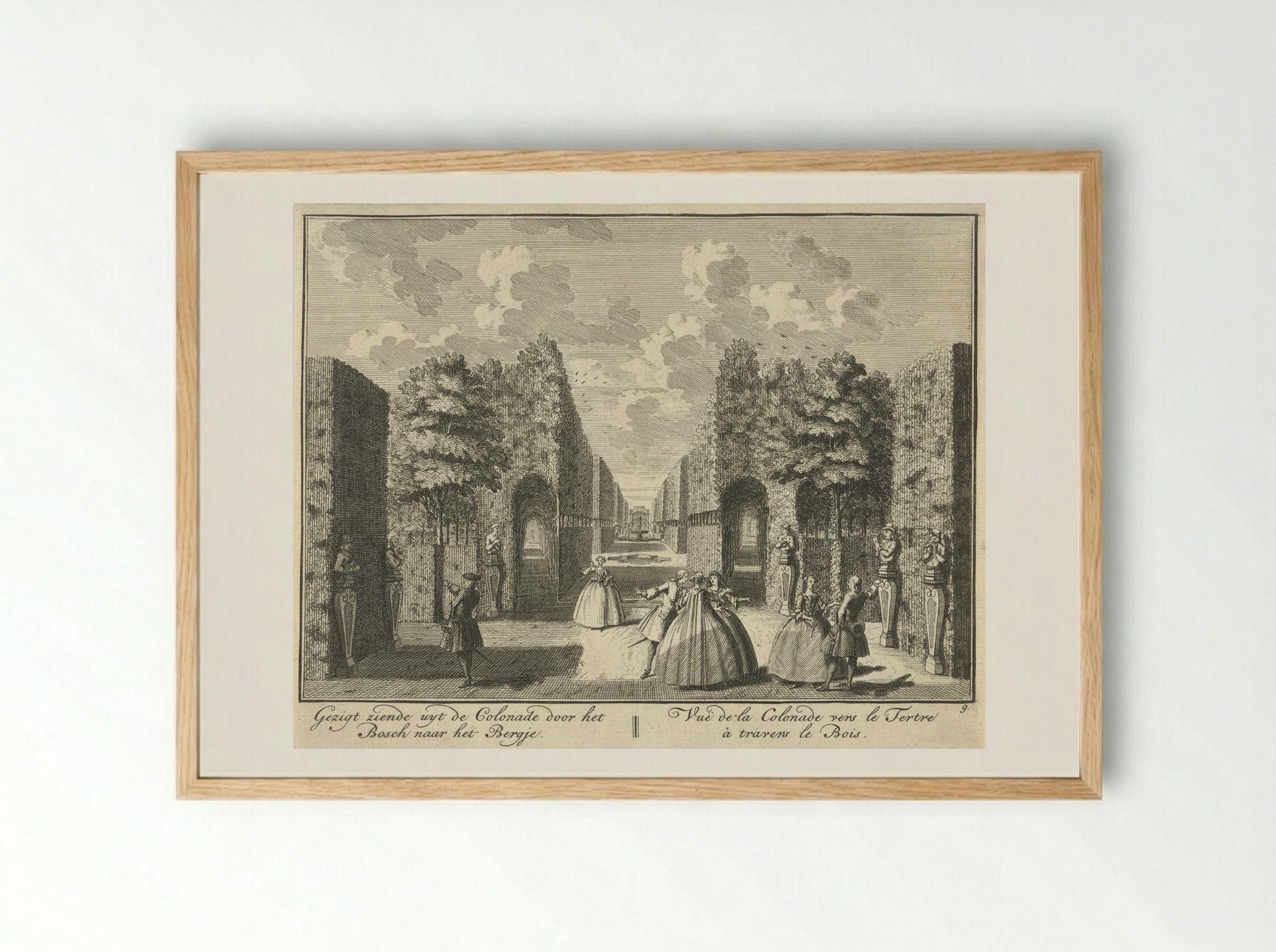 Gezicht vanuit de colonnade op de tuin van Huis ter Meer te Maarssen - Hendrik de Leth - Framed Print Wood