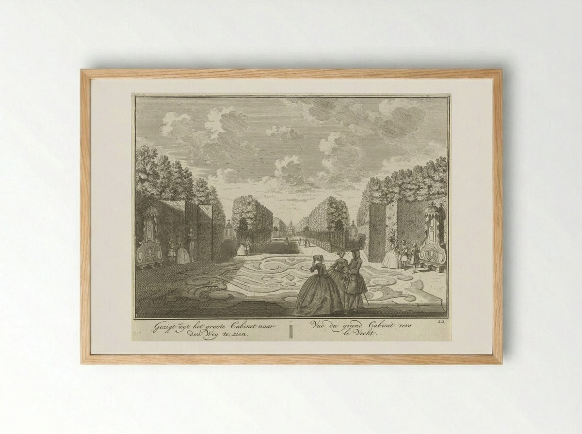 Gezicht vanuit het kabinet op de tuin van Huis ter Meer te Maarssen - Hendrik de Leth - Framed Print Wood
