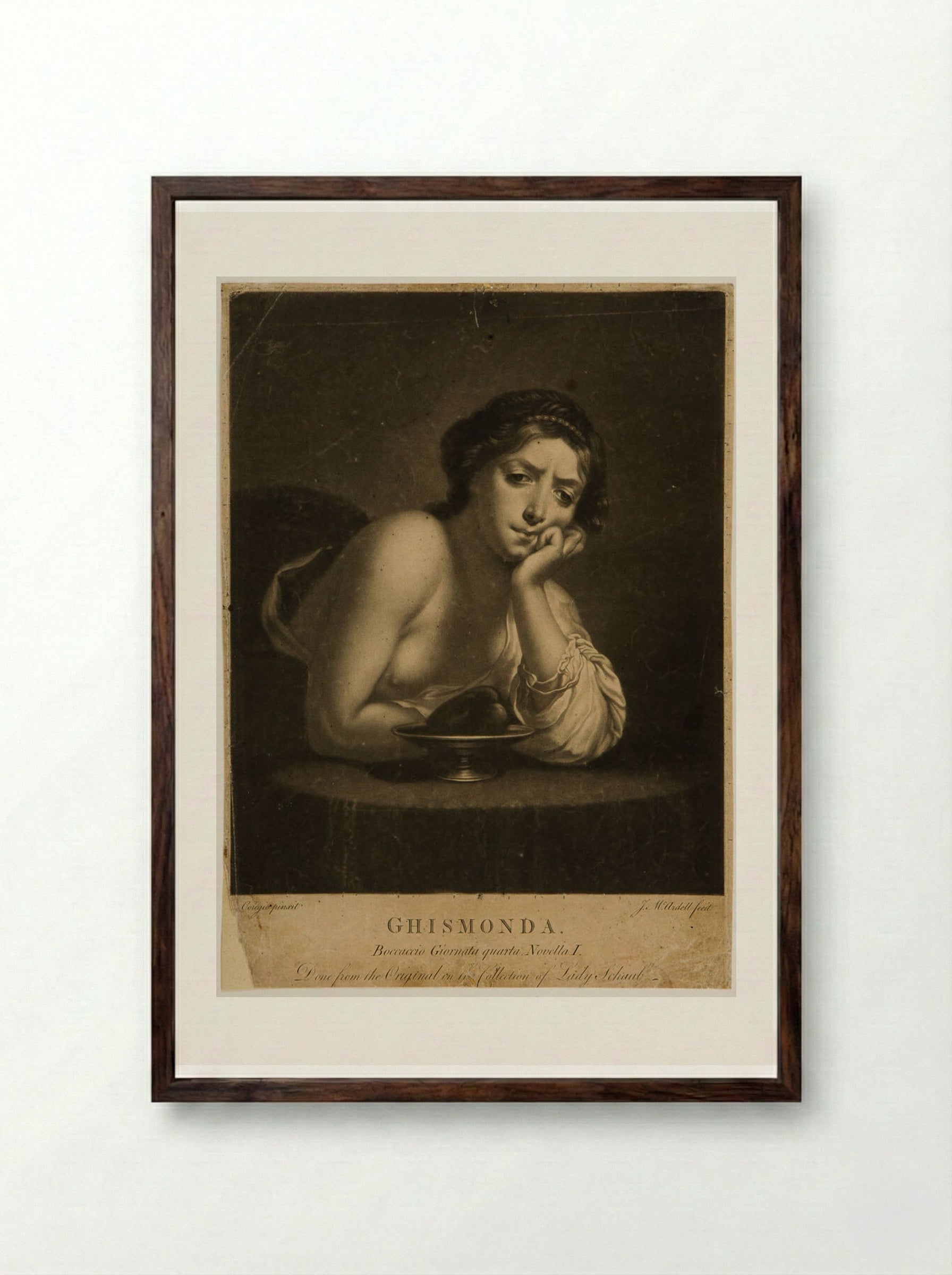 Ghismonda - James McArdell - Framed Print Dark Wood