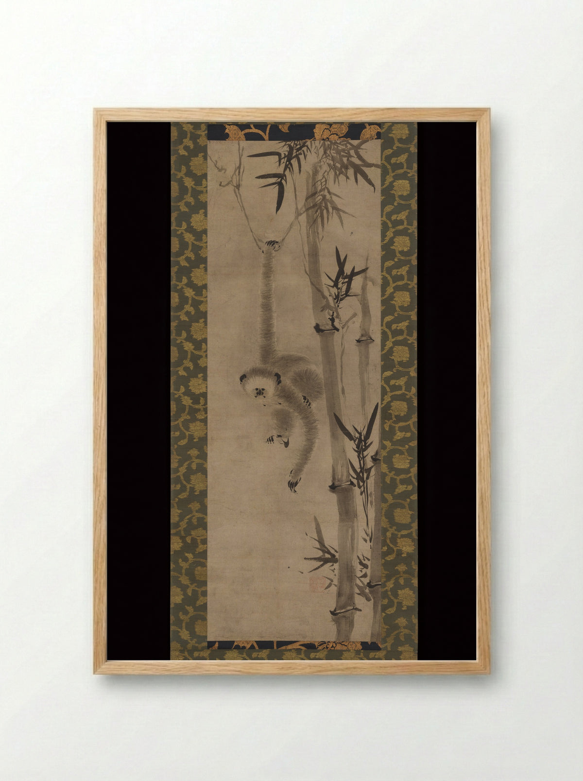 Gibbon and Bamboo - Sesson Shūkei - Framed Print Wood