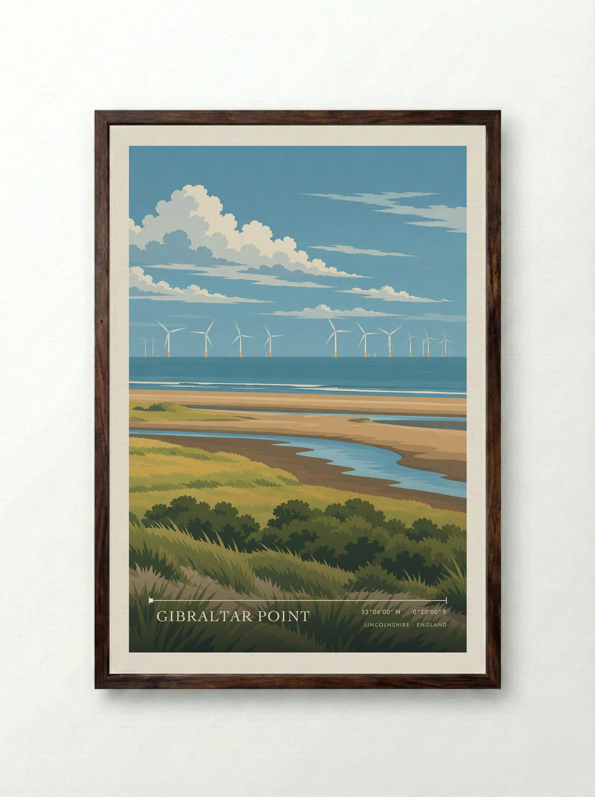 Gibraltar Point, Lincolnshire | Travel Poster - Framed Print Dark Wood