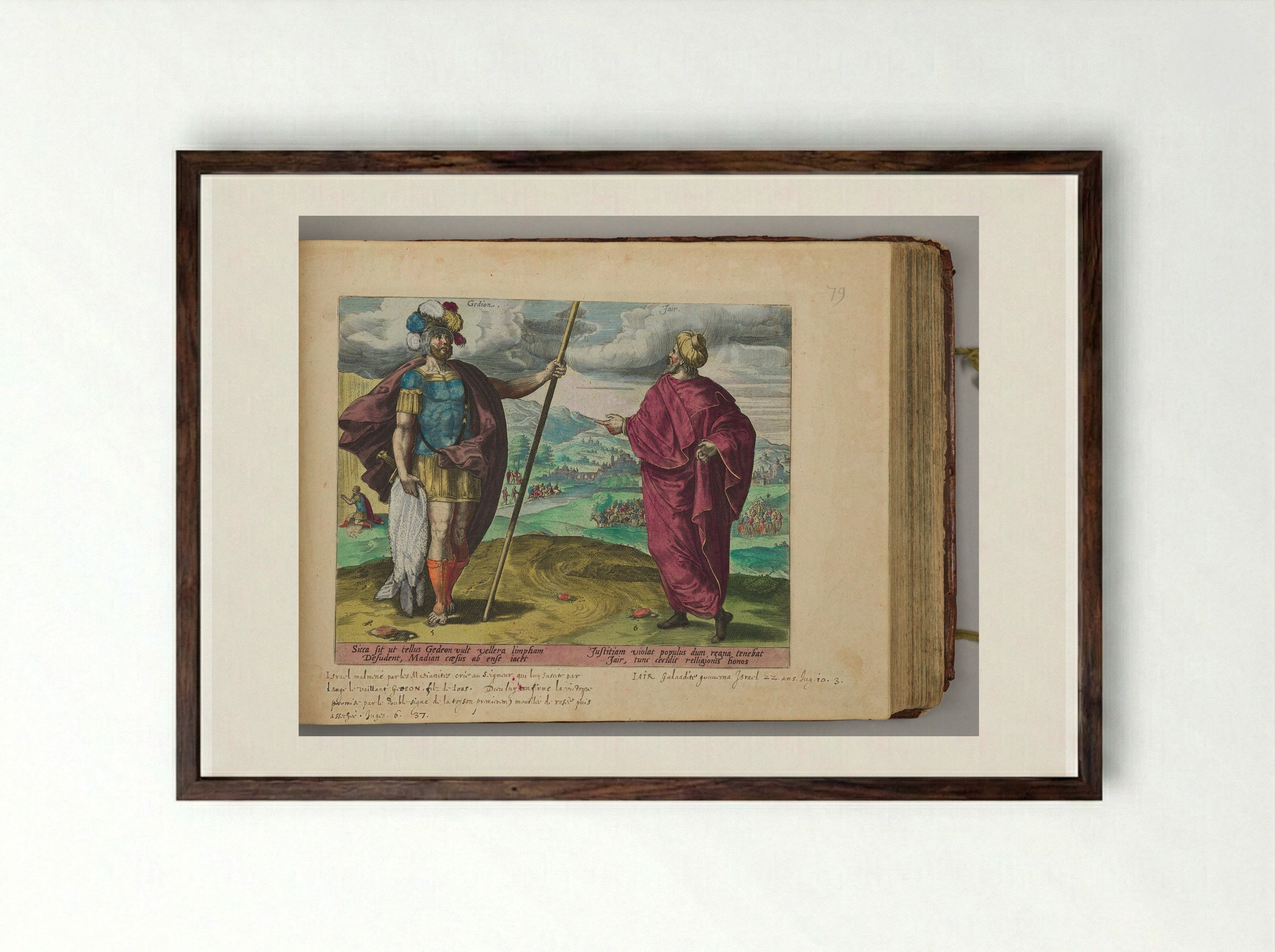 Gideon and Jair - Hans Collaert the Elder - Framed Print Dark Wood