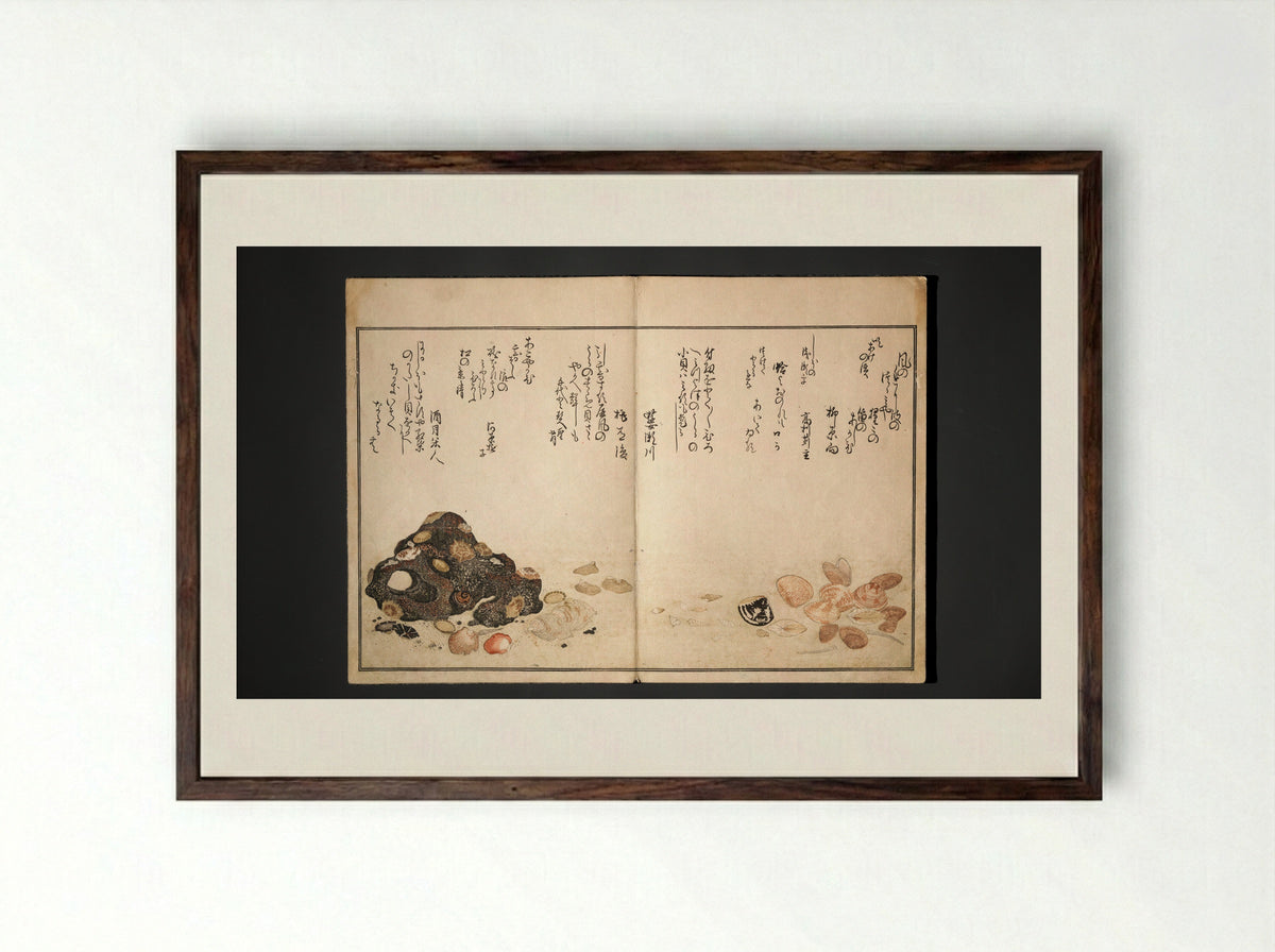 Gifts of the Ebb Tide - Kitagawa Utamaro - Framed Print Dark Wood