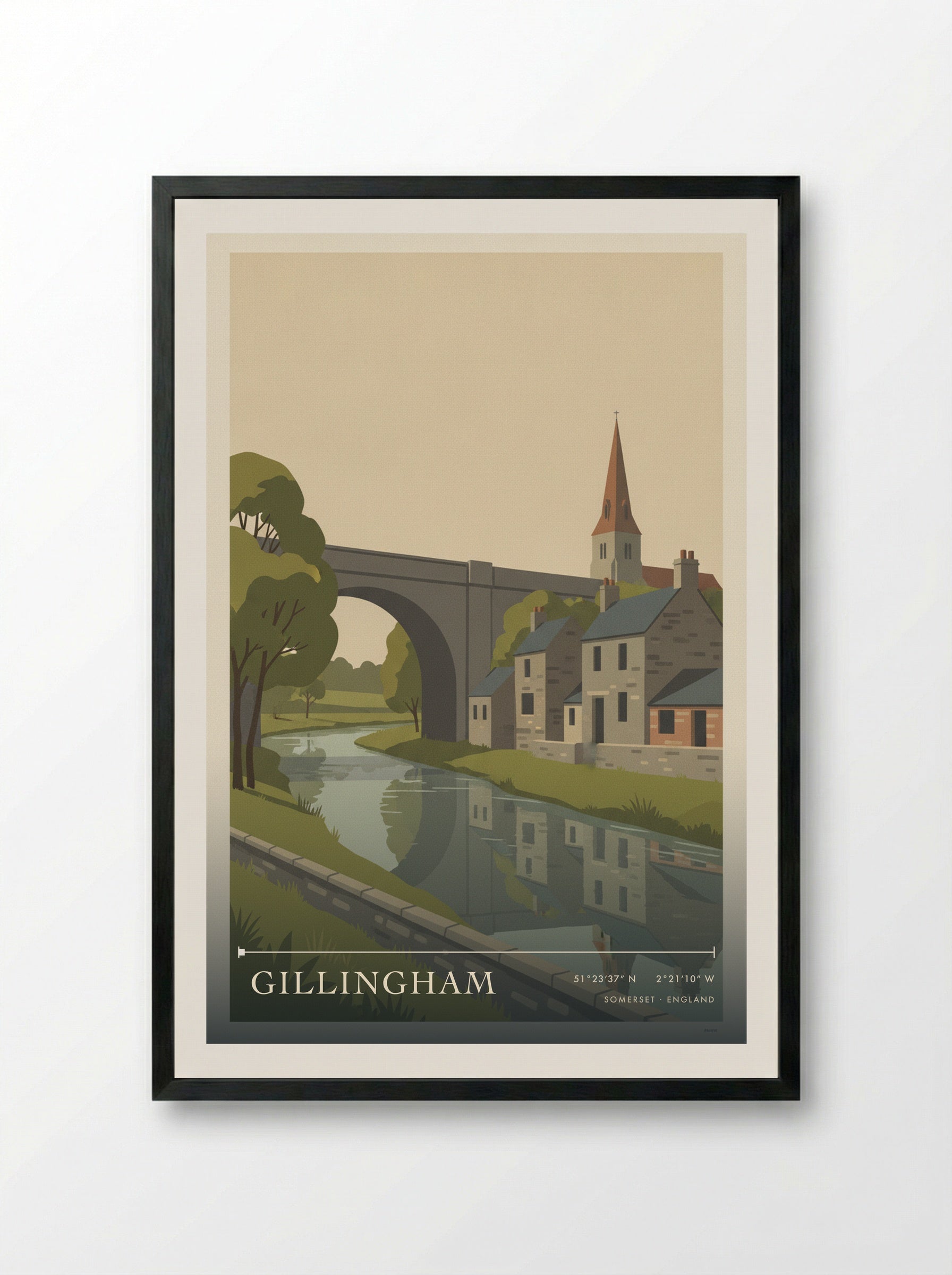 Gillingham Somerset England Travel Poster - Framed Print Black