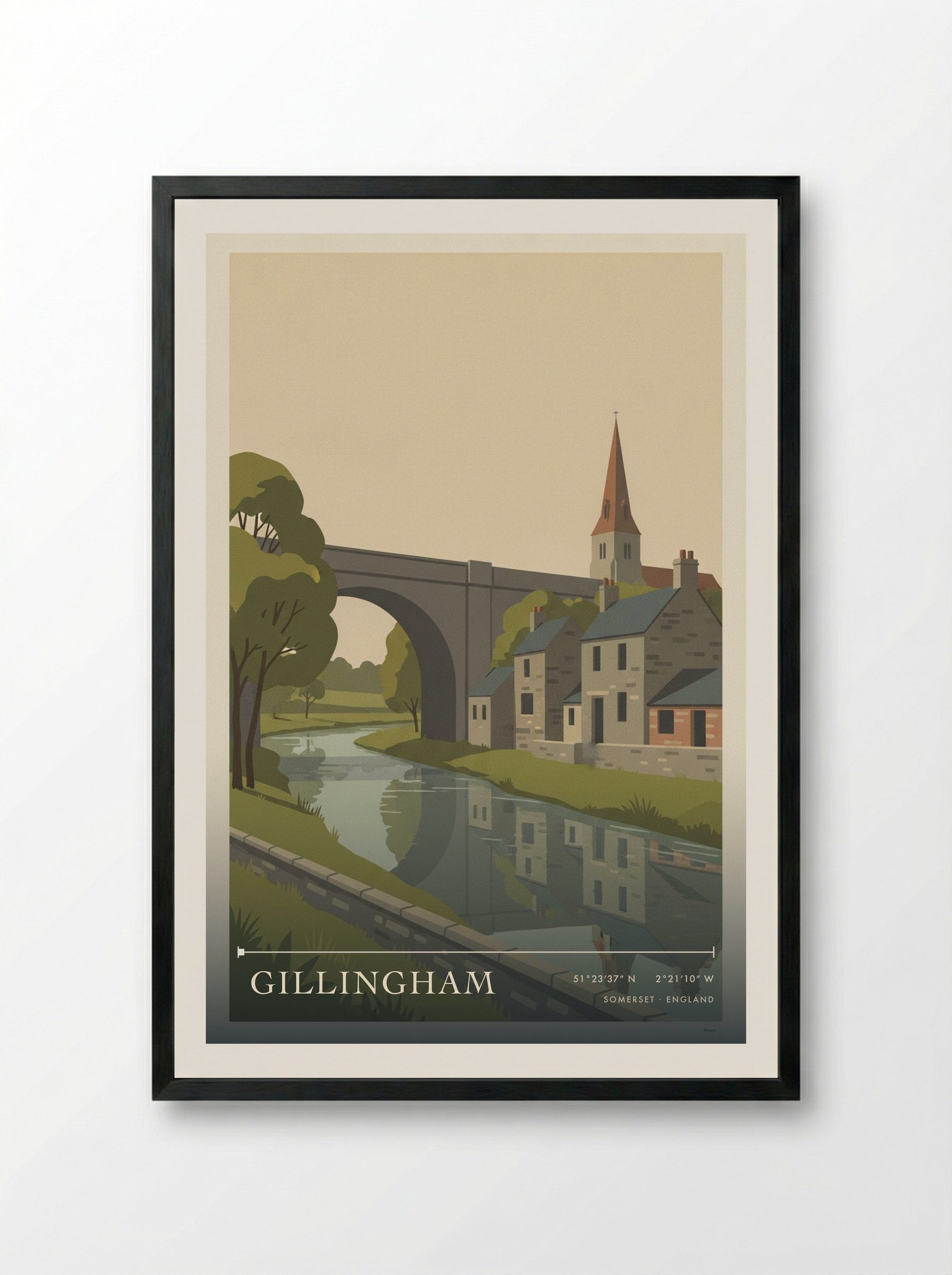 Gillingham Somerset England Travel Poster - Framed Print Black