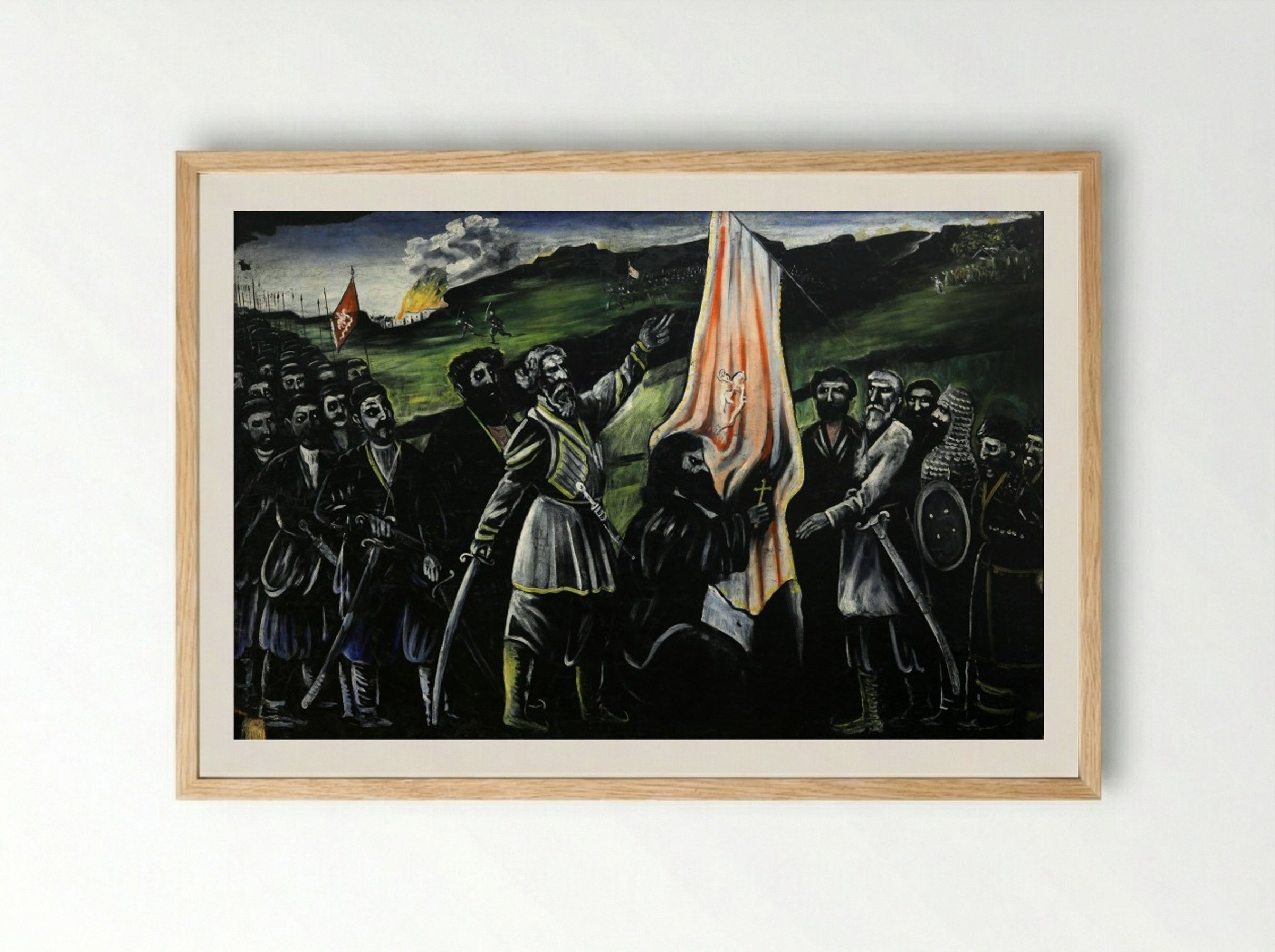 Giorgi Saakadze defending Georgia from enemies - Niko Pirosmani - Framed Print Wood