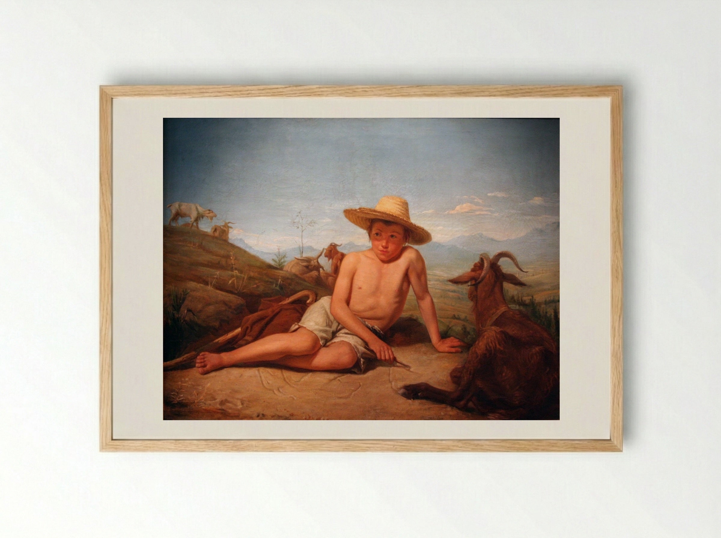 Giotto gardant les chèvres - Léon Bonnat - Framed Print Wood