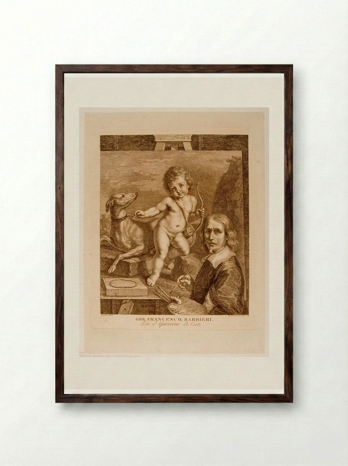 Giovanni Francesco Barbieri, called il Guercino da Cento - Francesco Bartolozzi - Framed Print Dark Wood