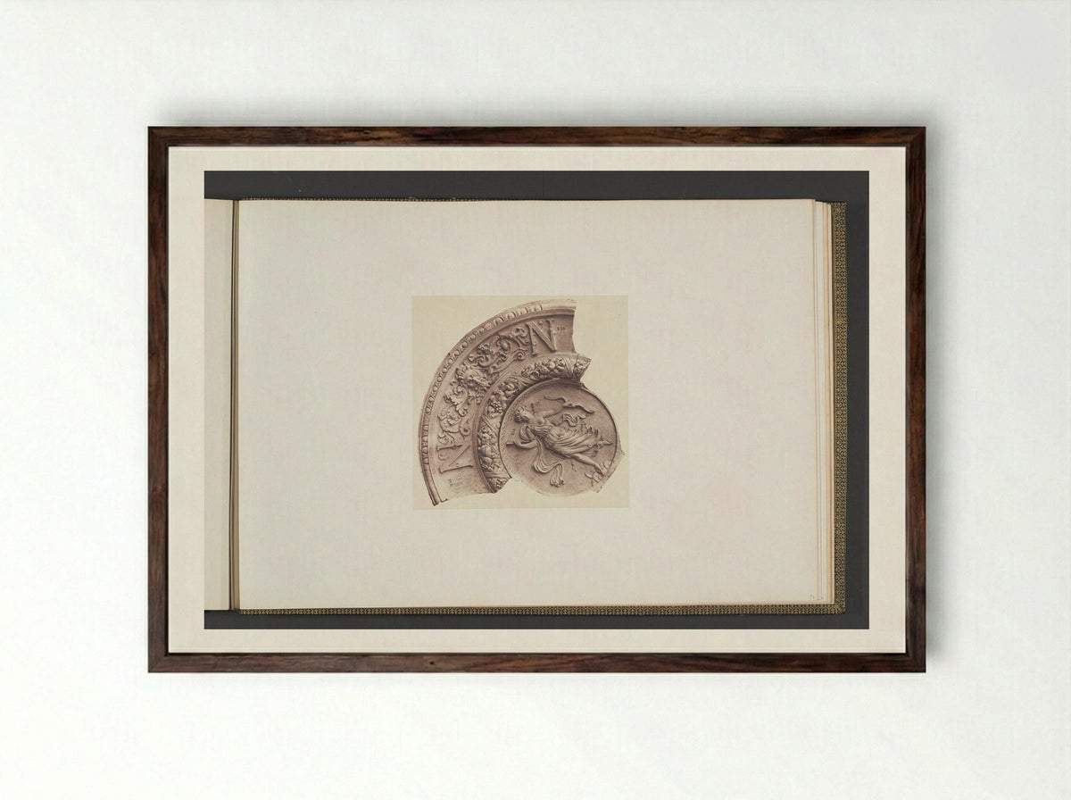 Gipsmodellen voor een gewelfversiering van het Palais du Louvre door Victor Corbel - Édouard Denis Baldus - Framed Print Dark Wood