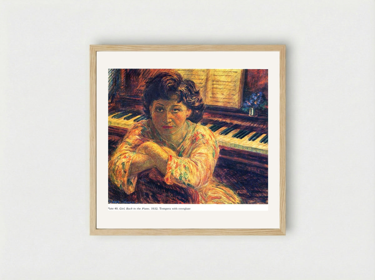 Girl, Back to the Piano - John French Sloan - Framed Print Wood