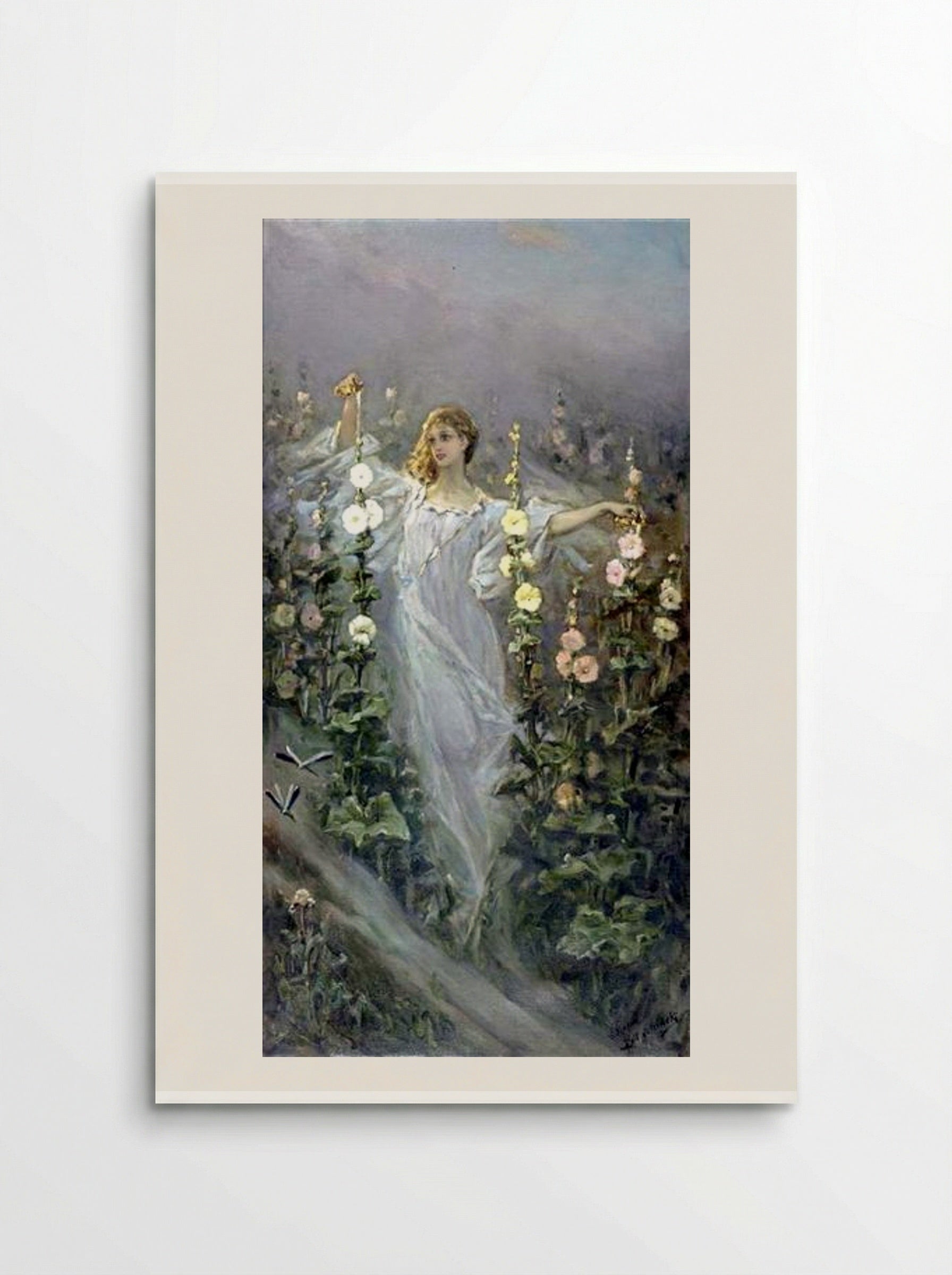 Girl Between Hollyhocks - Wilhelm Kotarbinski - Poster