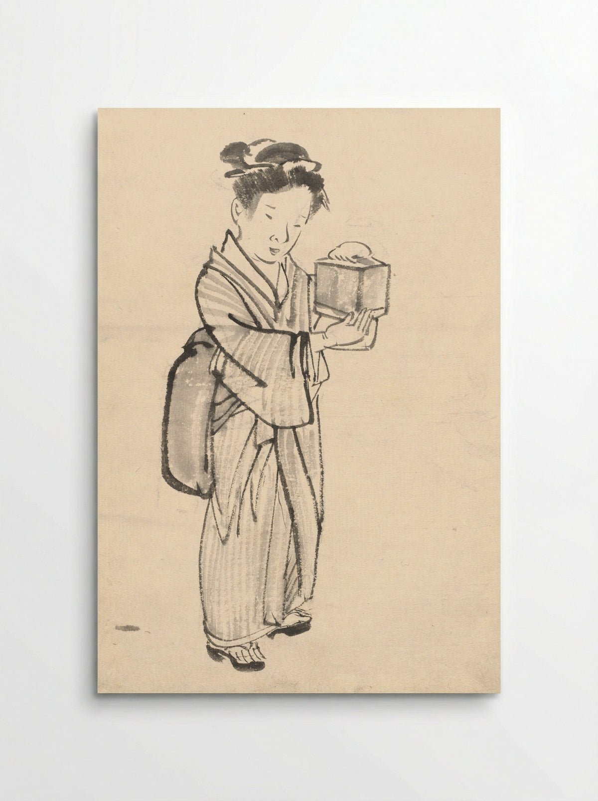 Girl Holding a Cricket Cage - Kono Bairei - Poster