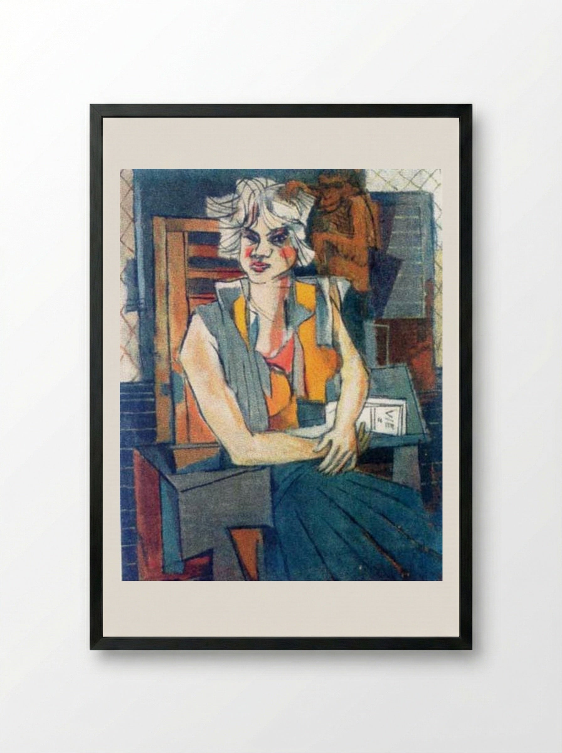 Girl Portrait - Marcel Janco - Framed Print Black
